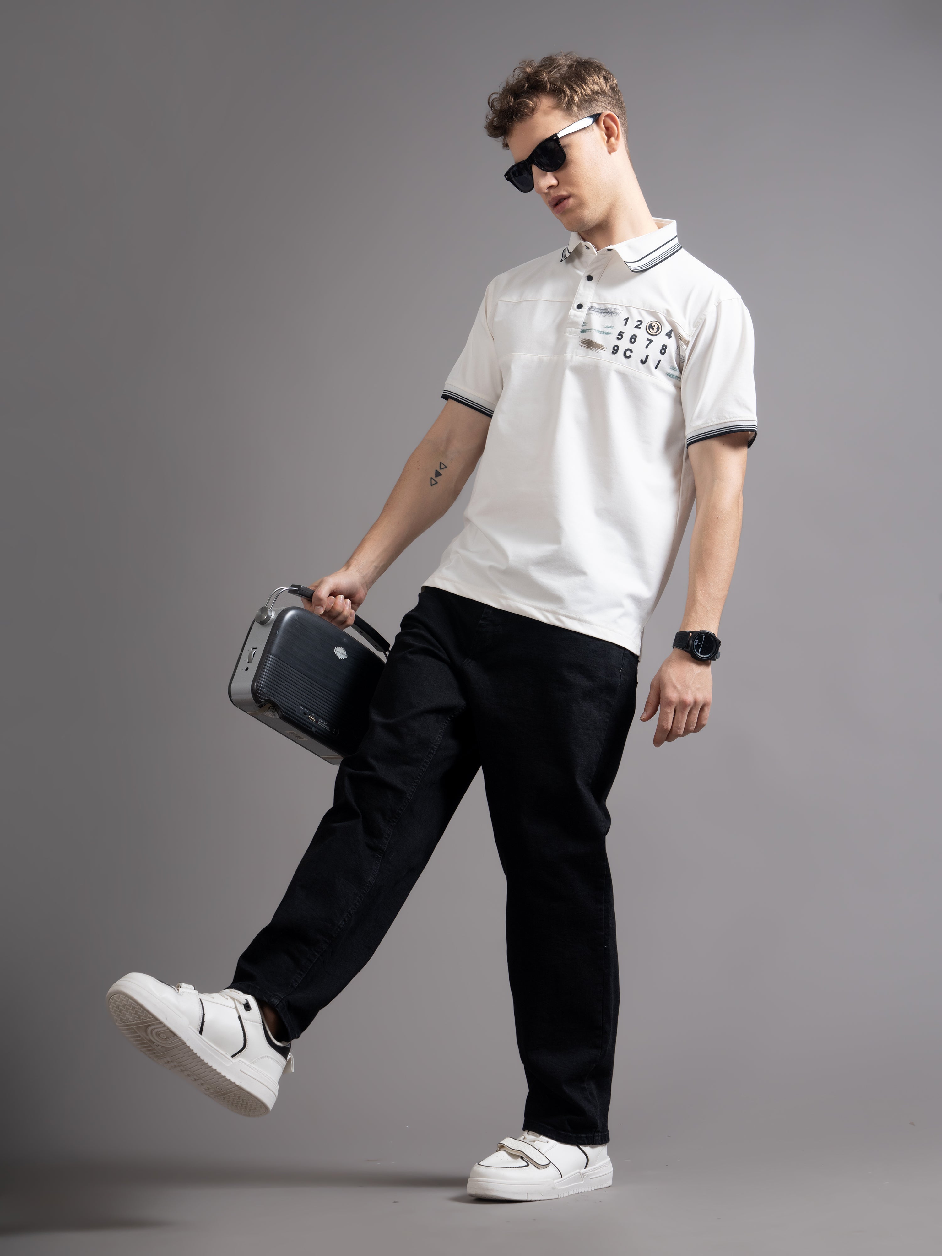 Men Calver White Polo T-Shirt