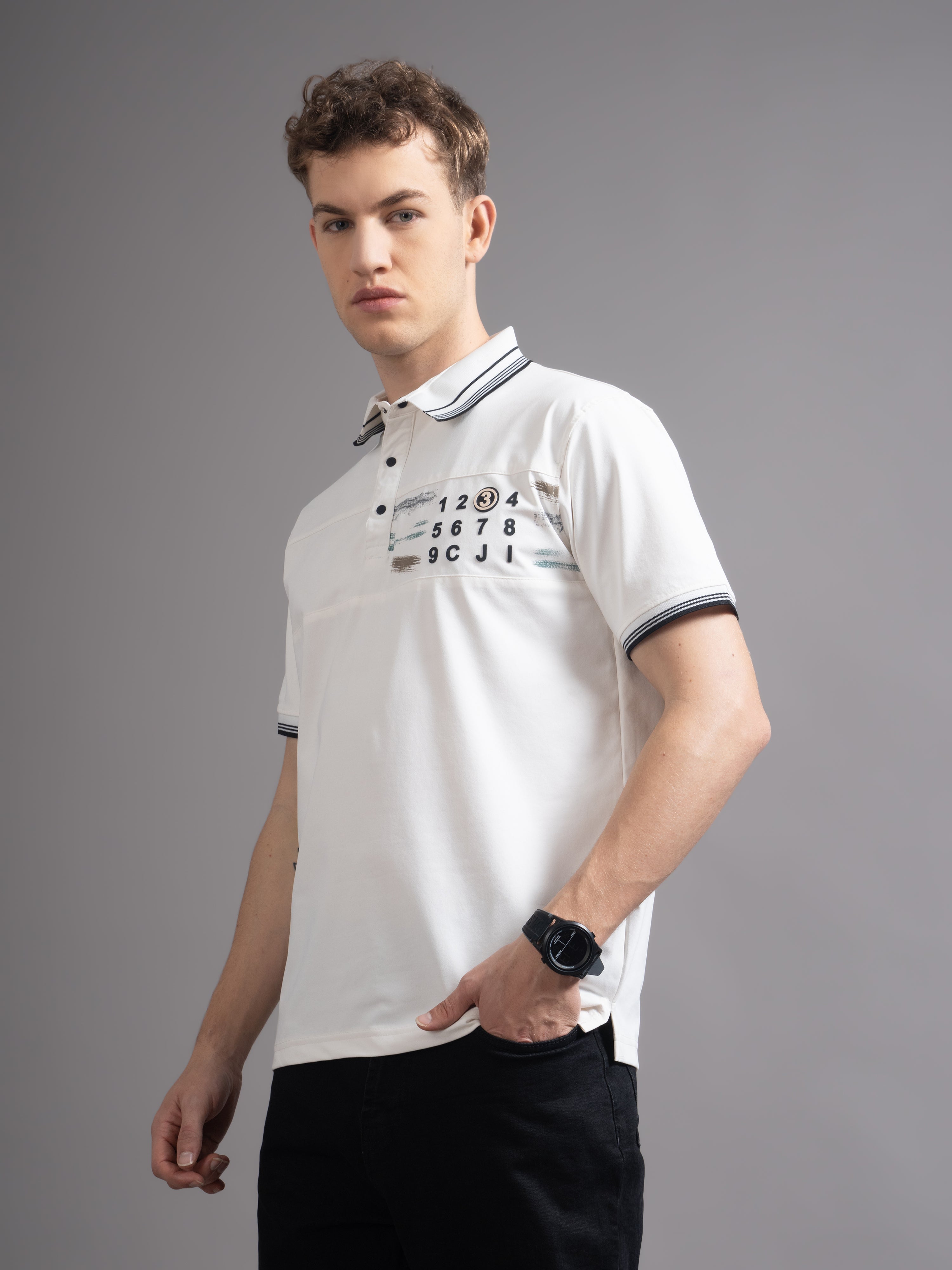 Men Calver White Polo T-Shirt
