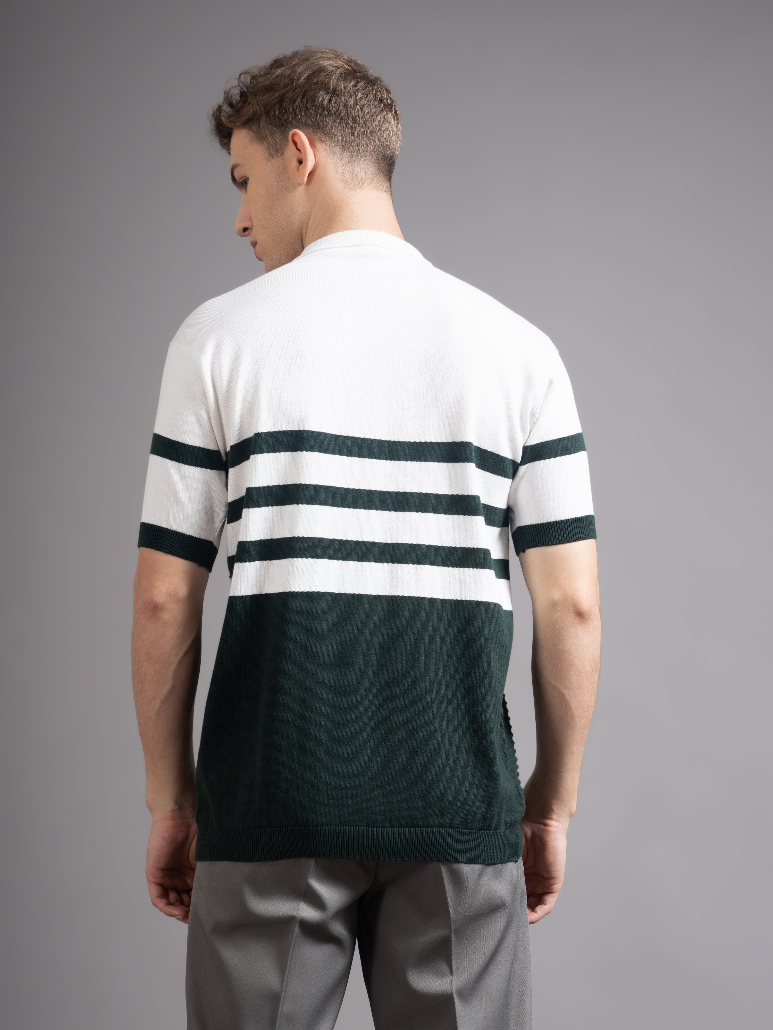 Men Duvont Olive Knit Polo T-Shirt