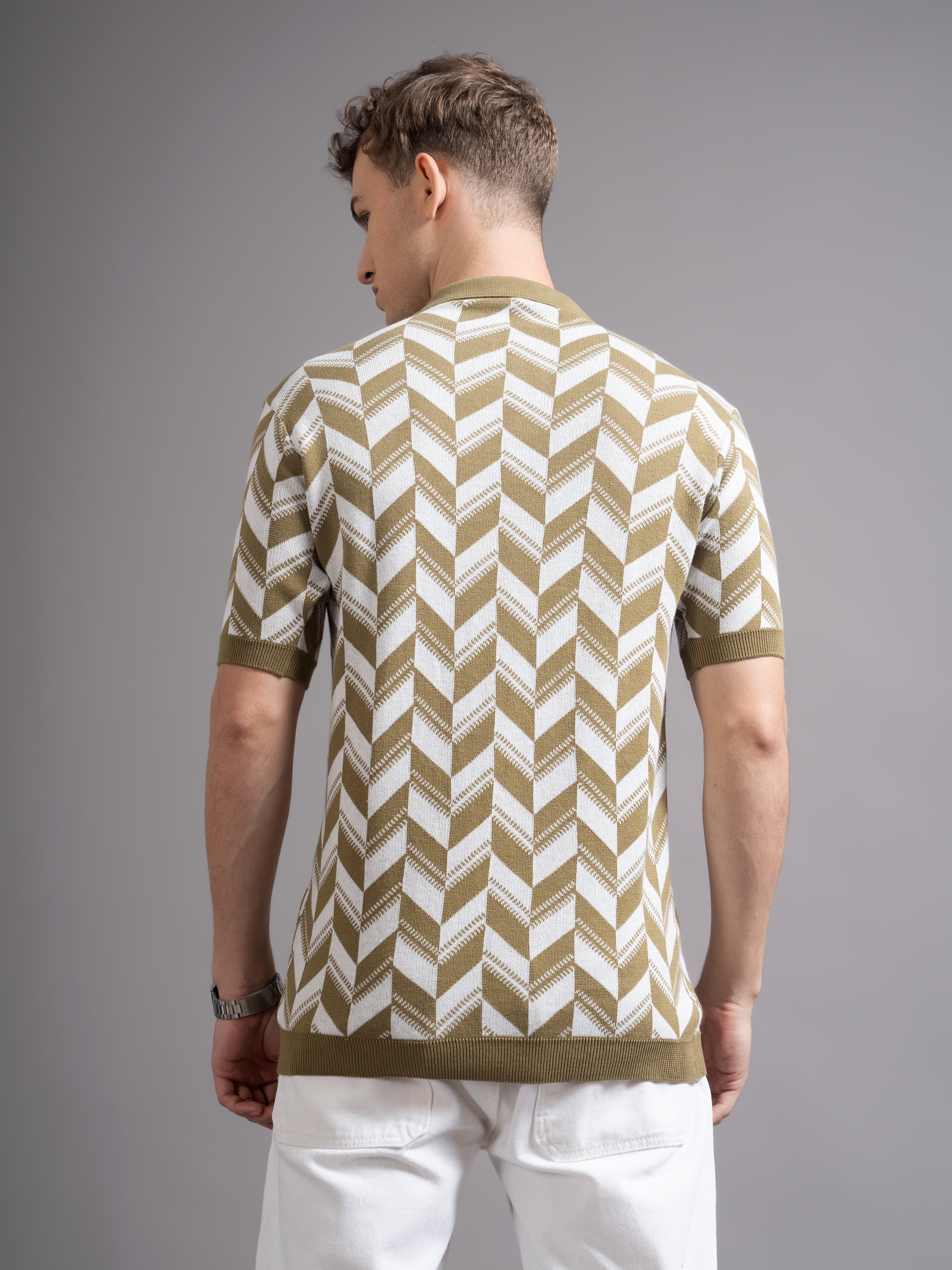 Men Ghent Brown Knit Polo T-Shirt