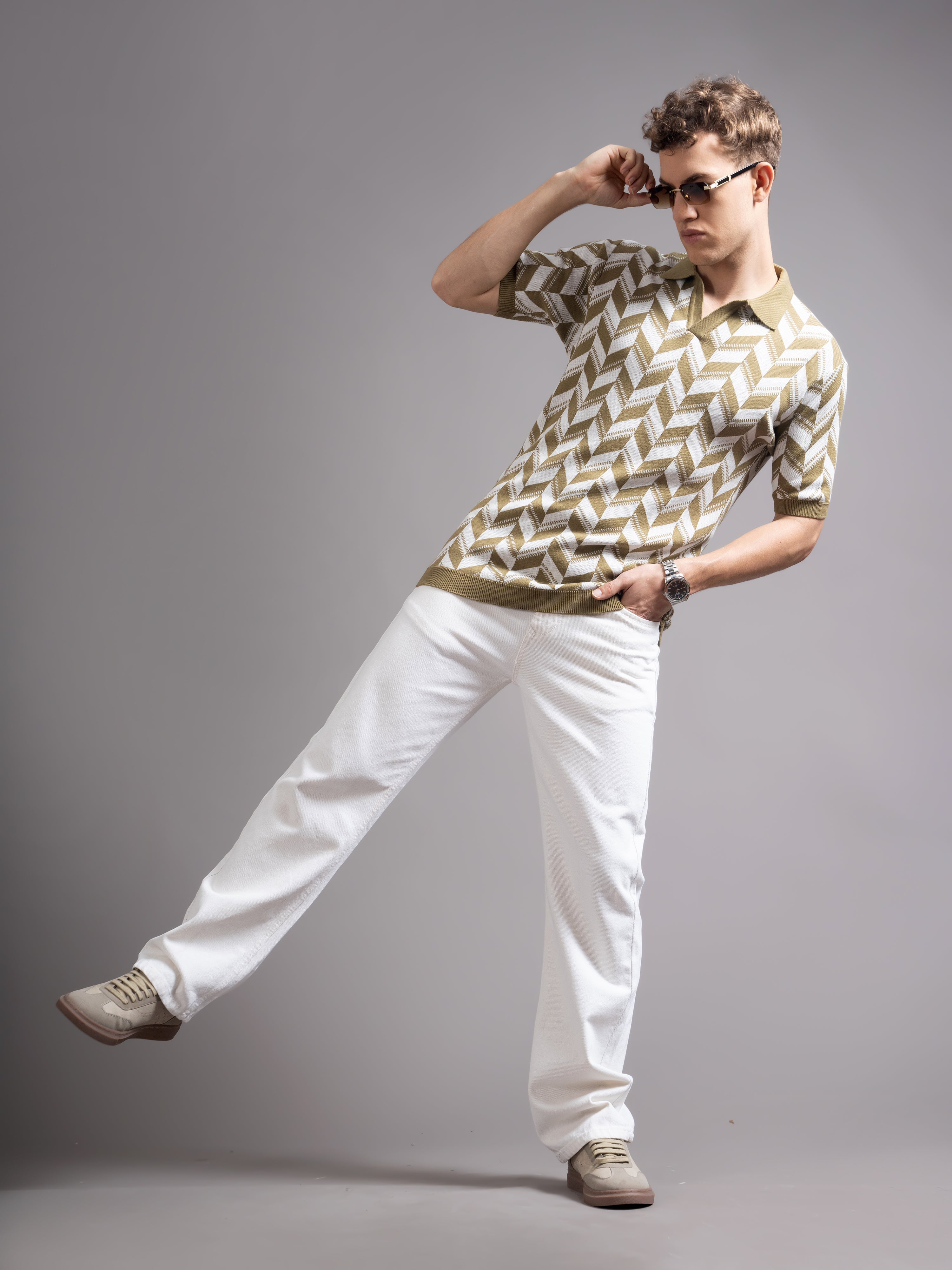 Men Ghent Brown Knit Polo T-Shirt