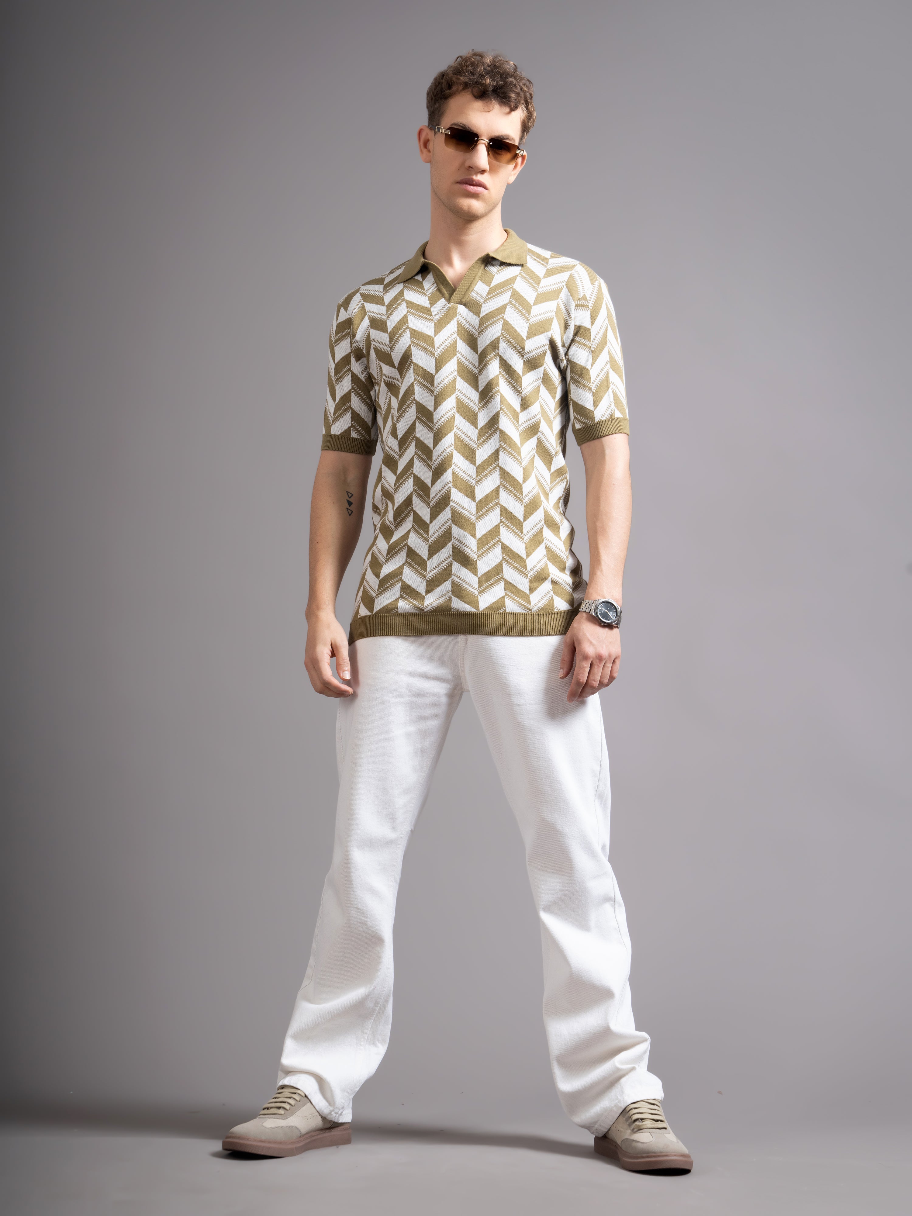 Men Ghent Brown Knit Polo T-Shirt