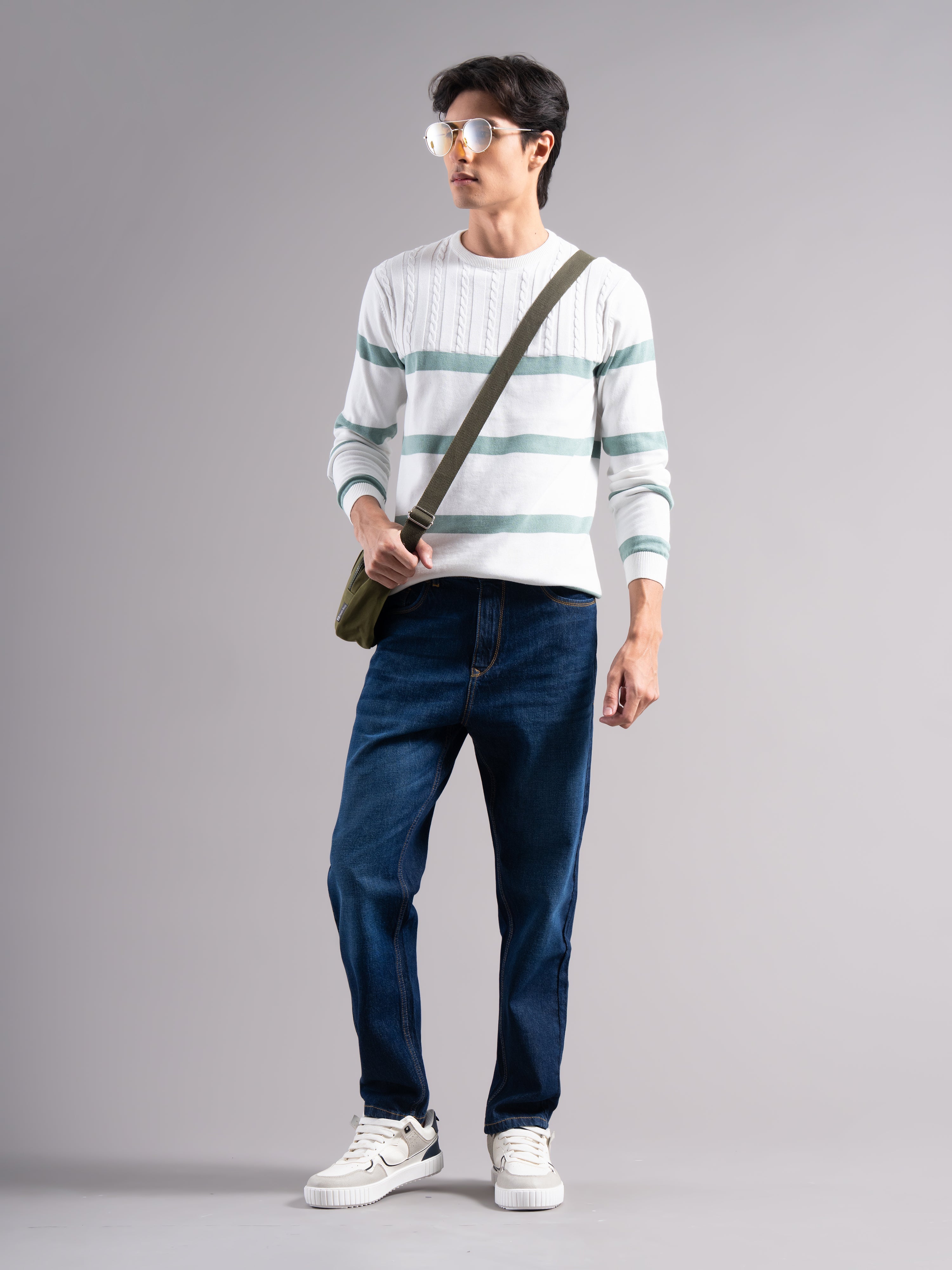 Men Astor Green Knit T-Shirt