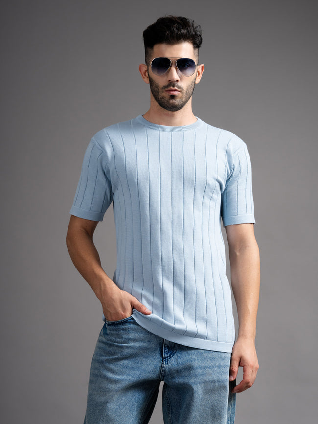 Men Darmor Blue Knit T-Shirt
