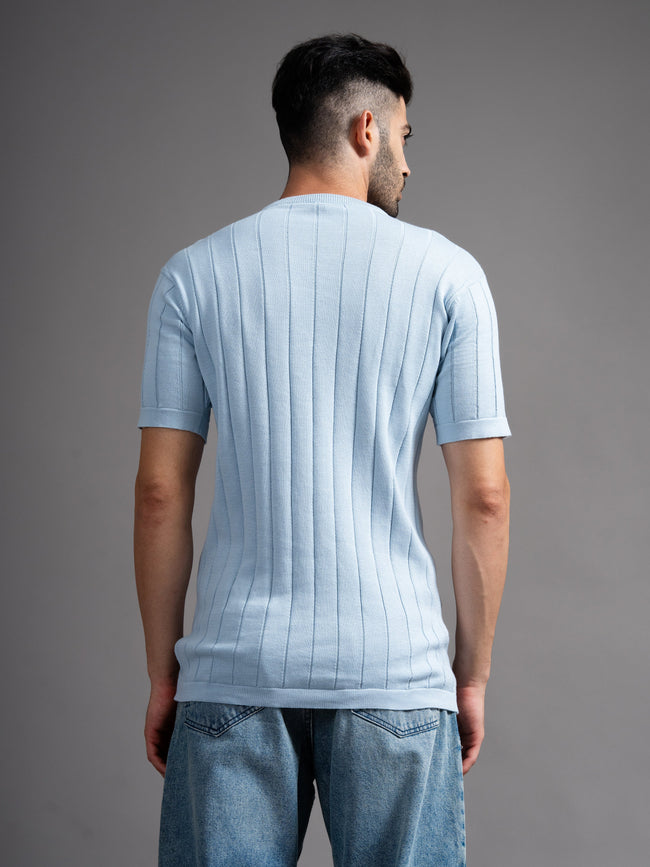 Men Darmor Blue Knit T-Shirt