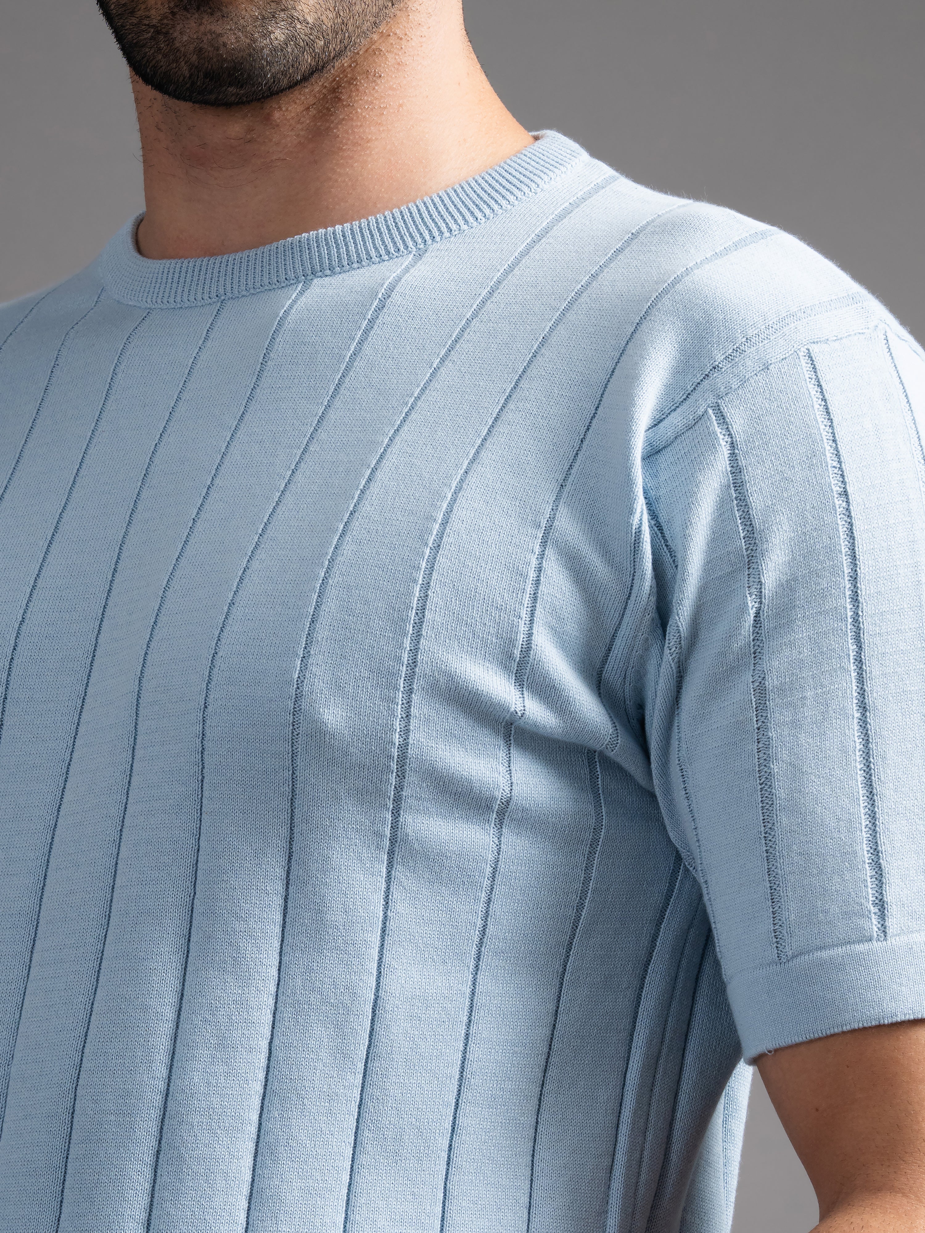 Men Darmor Blue Knit T-Shirt