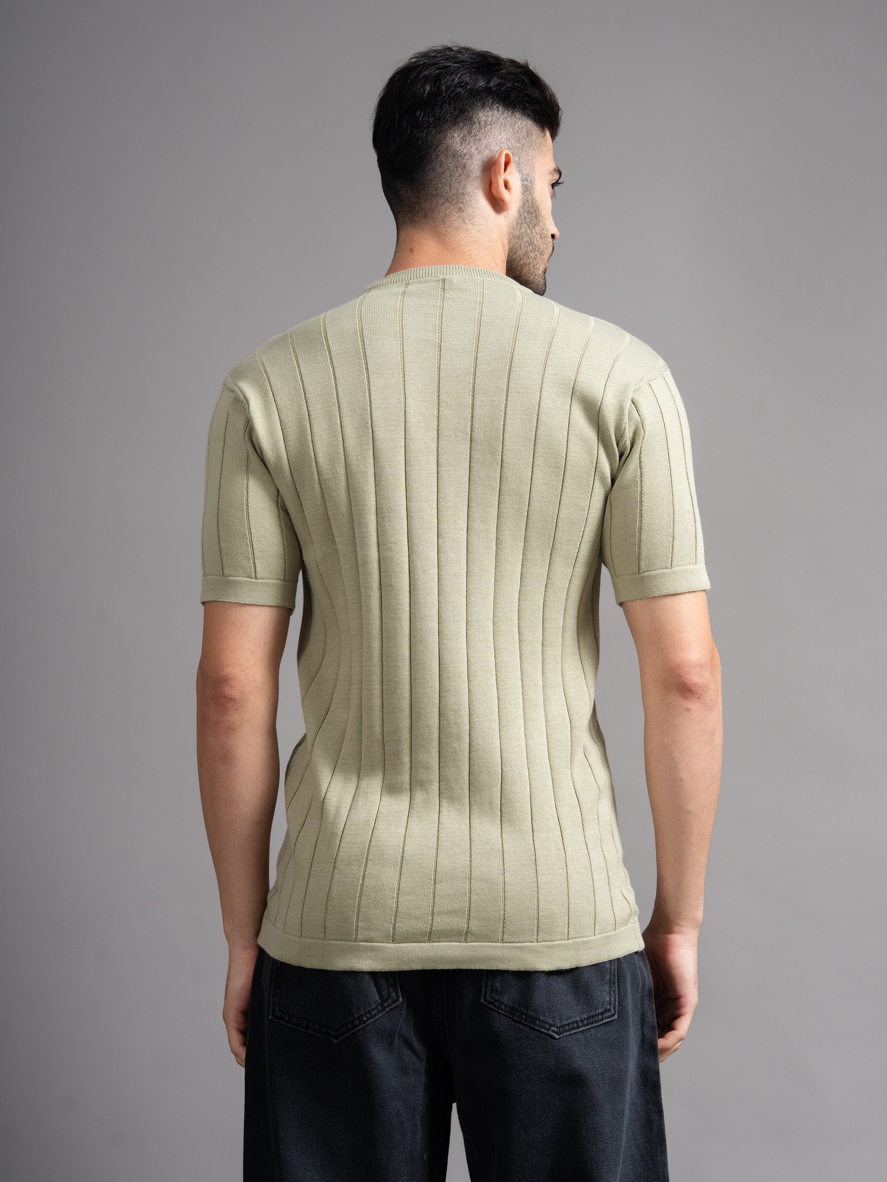 Men Darmor Green Knit T-Shirt