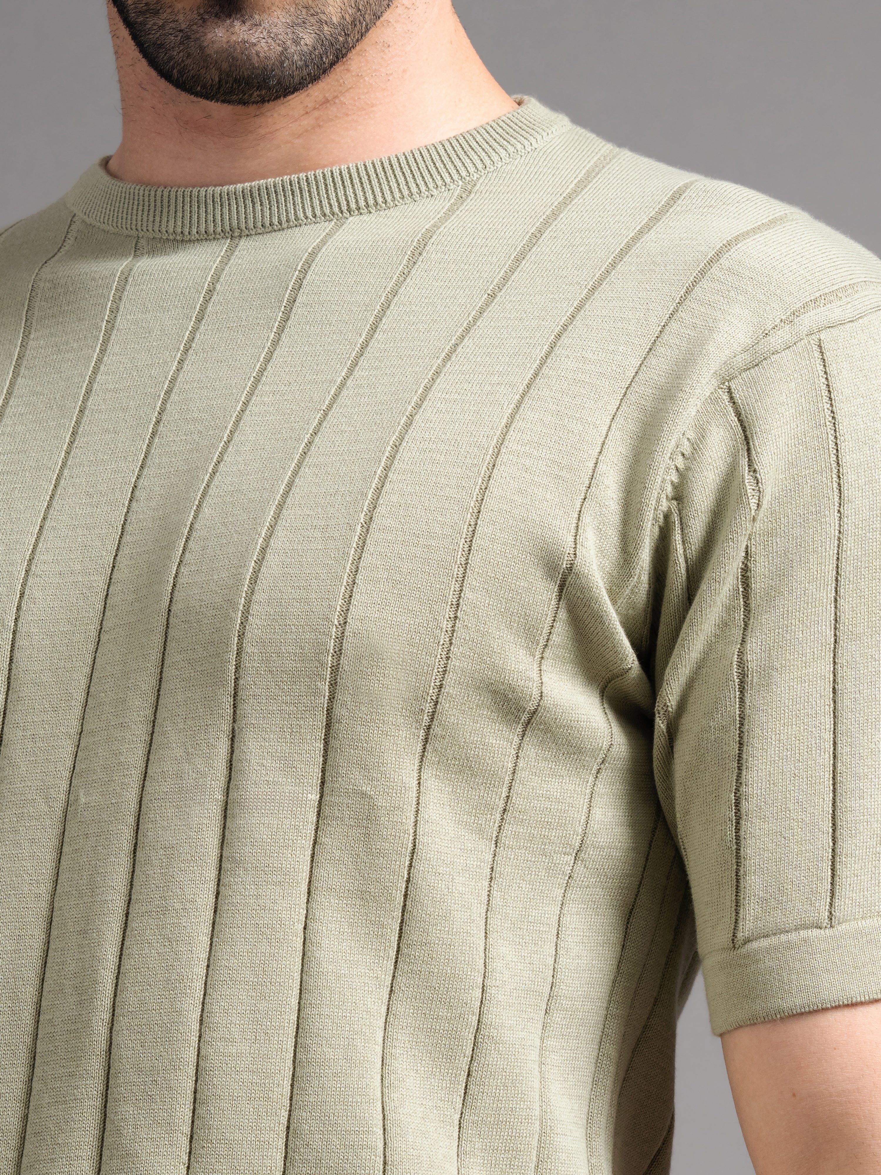 Men Darmor Green Knit T-Shirt