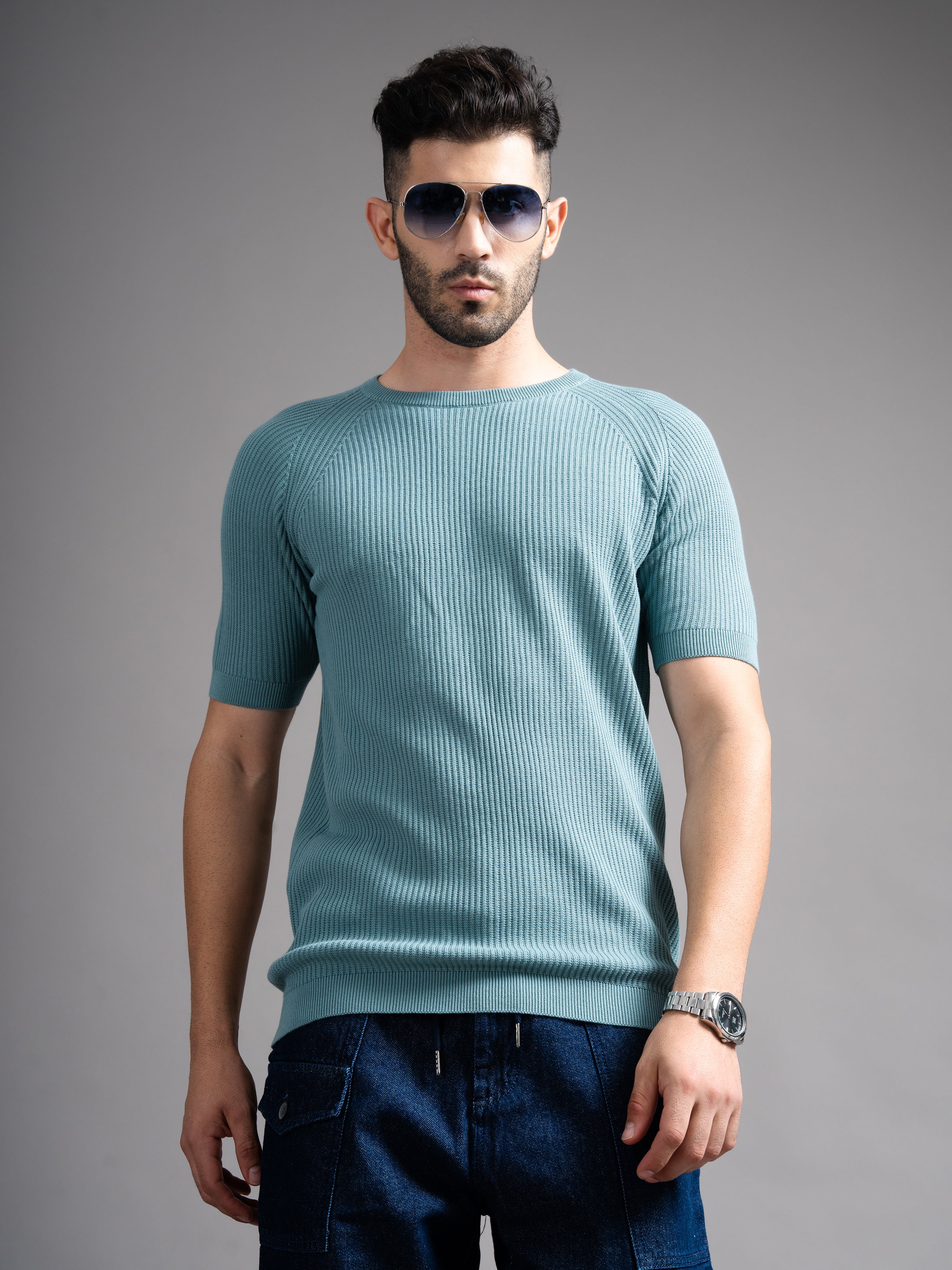 Men Daro Blue Knit T-Shirt