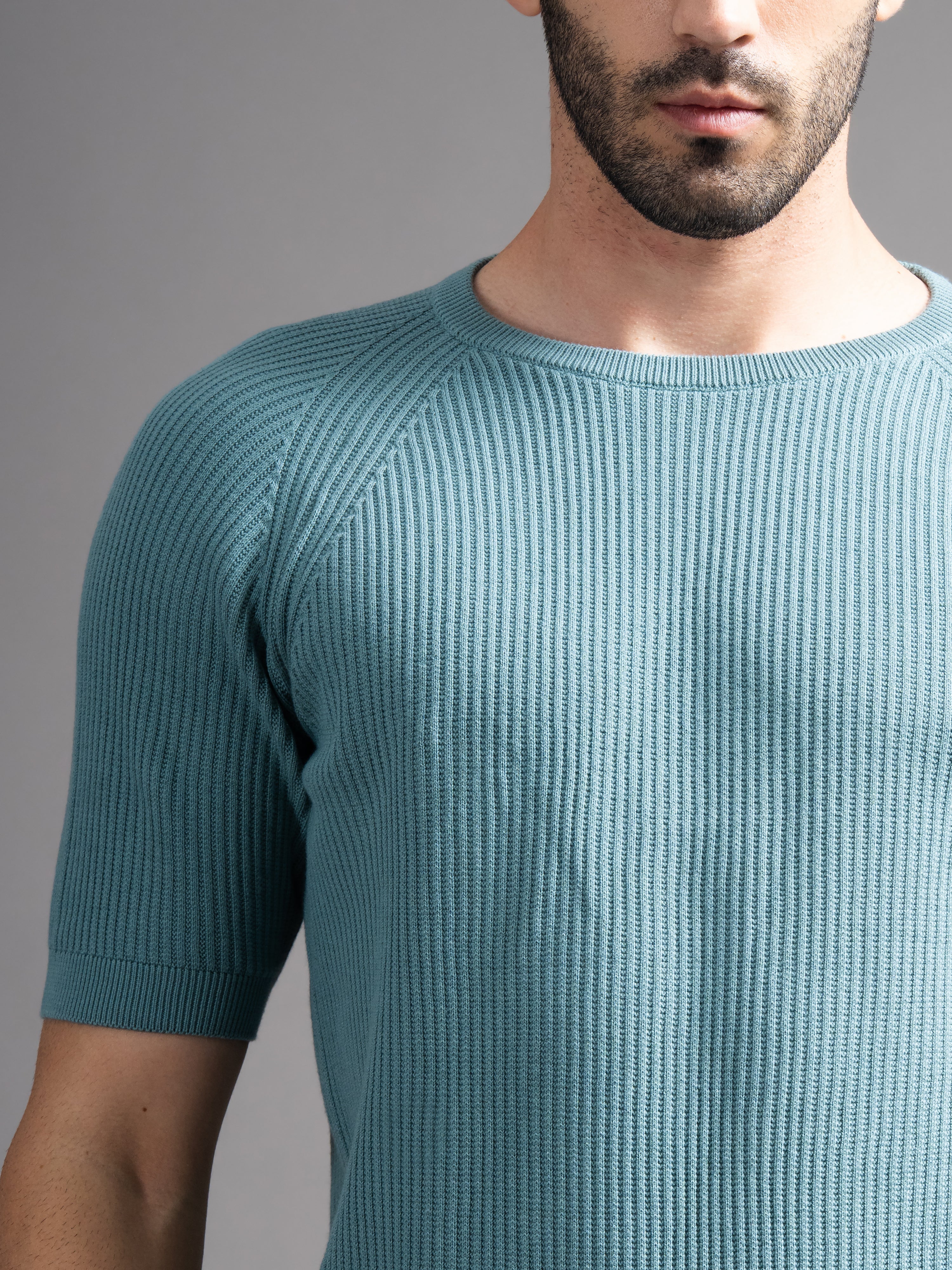 Men Daro Blue Knit T-Shirt