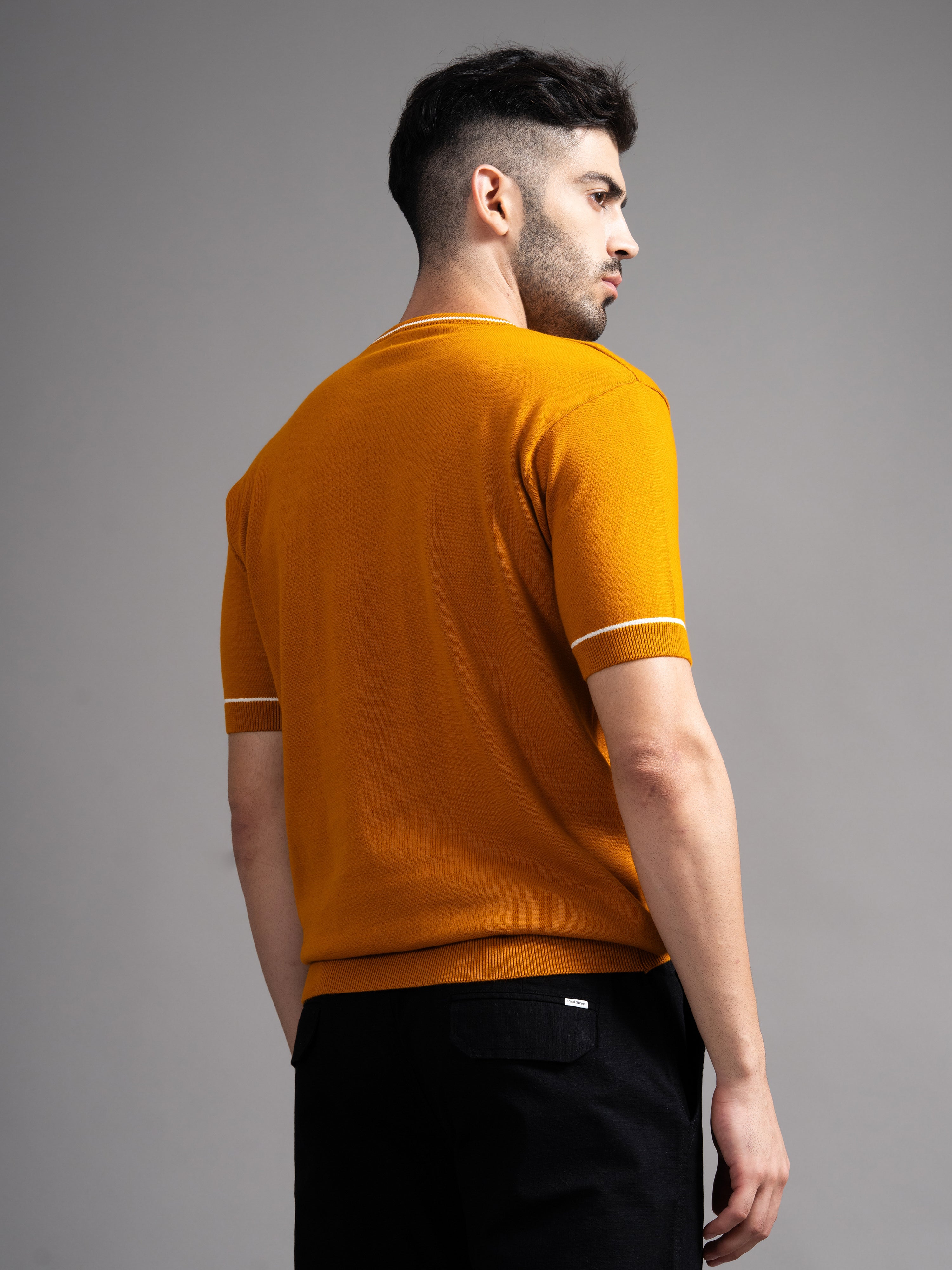 Men Davor Mustard Knit T-Shirt