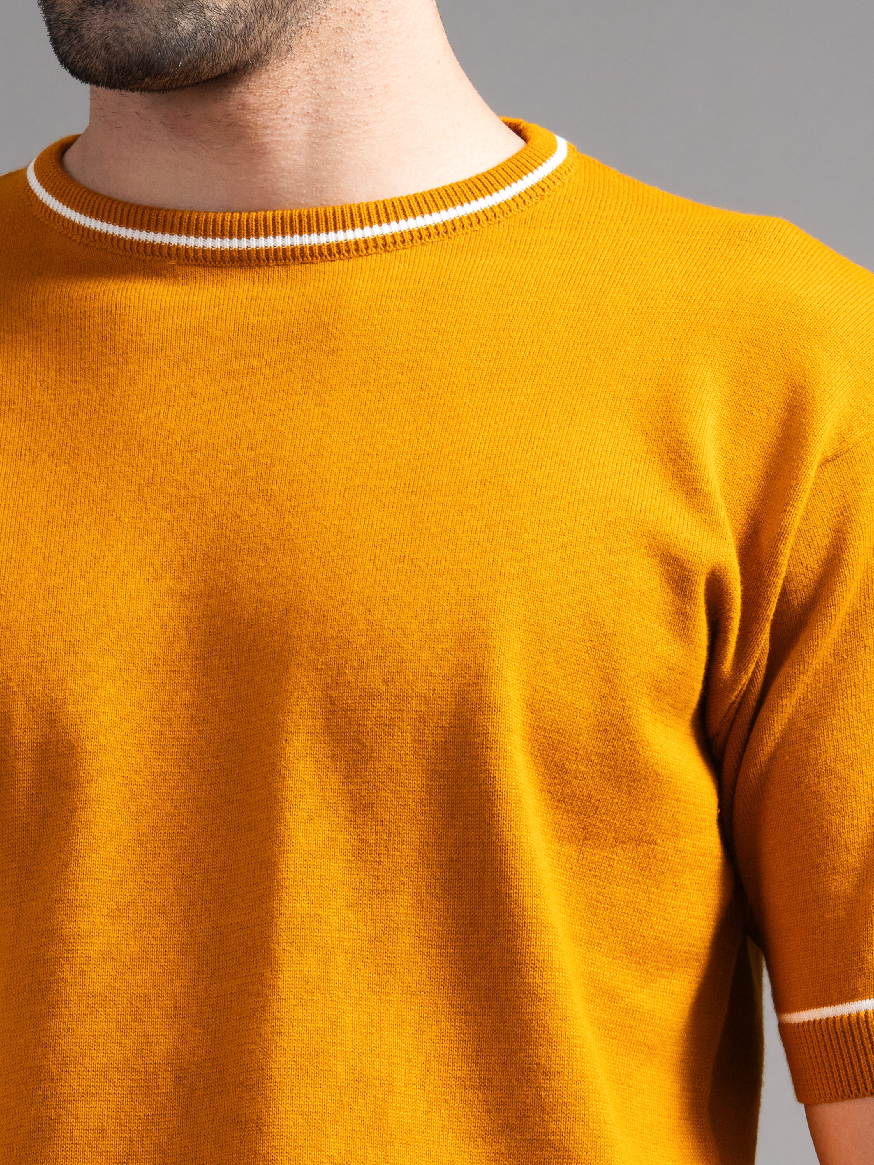 Men Davor Mustard Knit T-Shirt