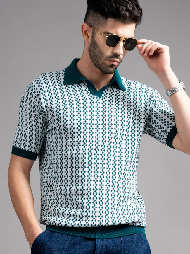 Men Davren Olive Knit Polo T-Shirt