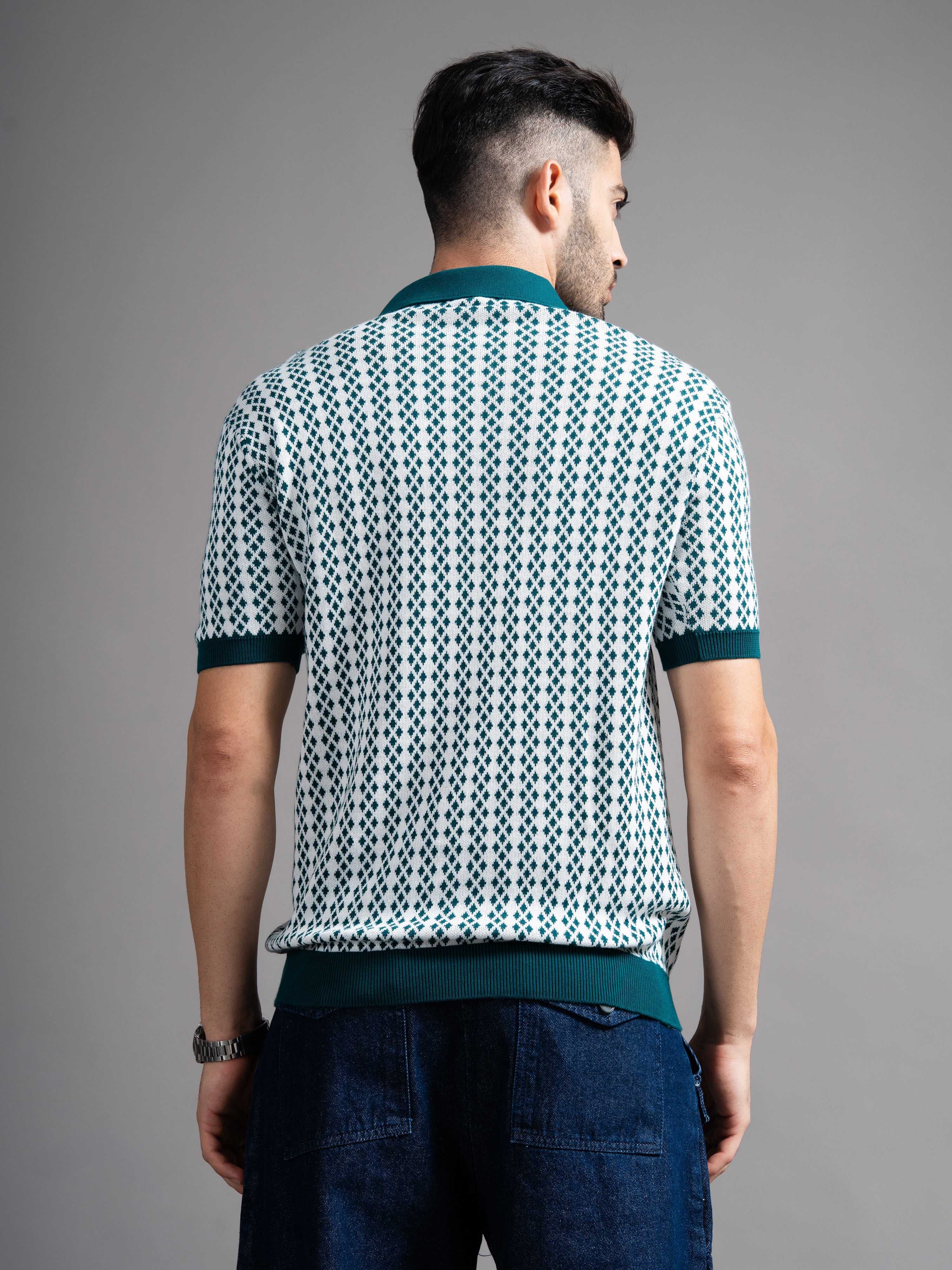 Men Davren Olive Knit Polo T-Shirt