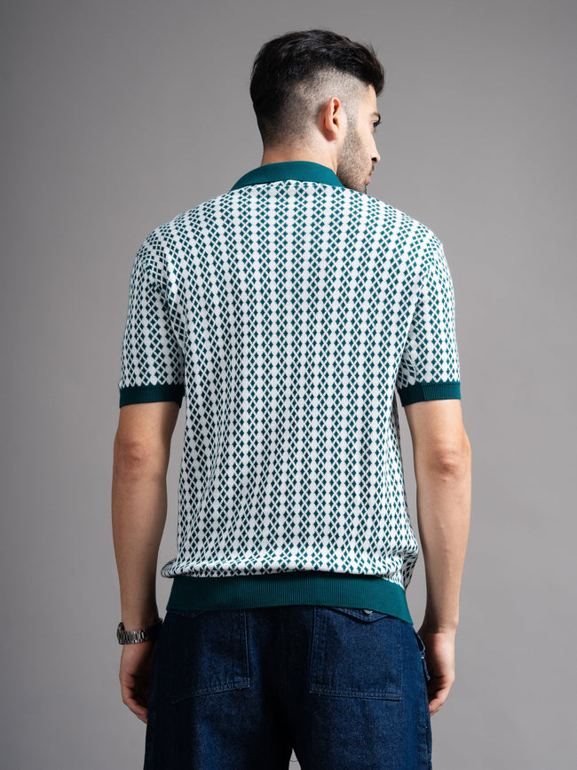 Men Davren Olive Knit Polo T-Shirt