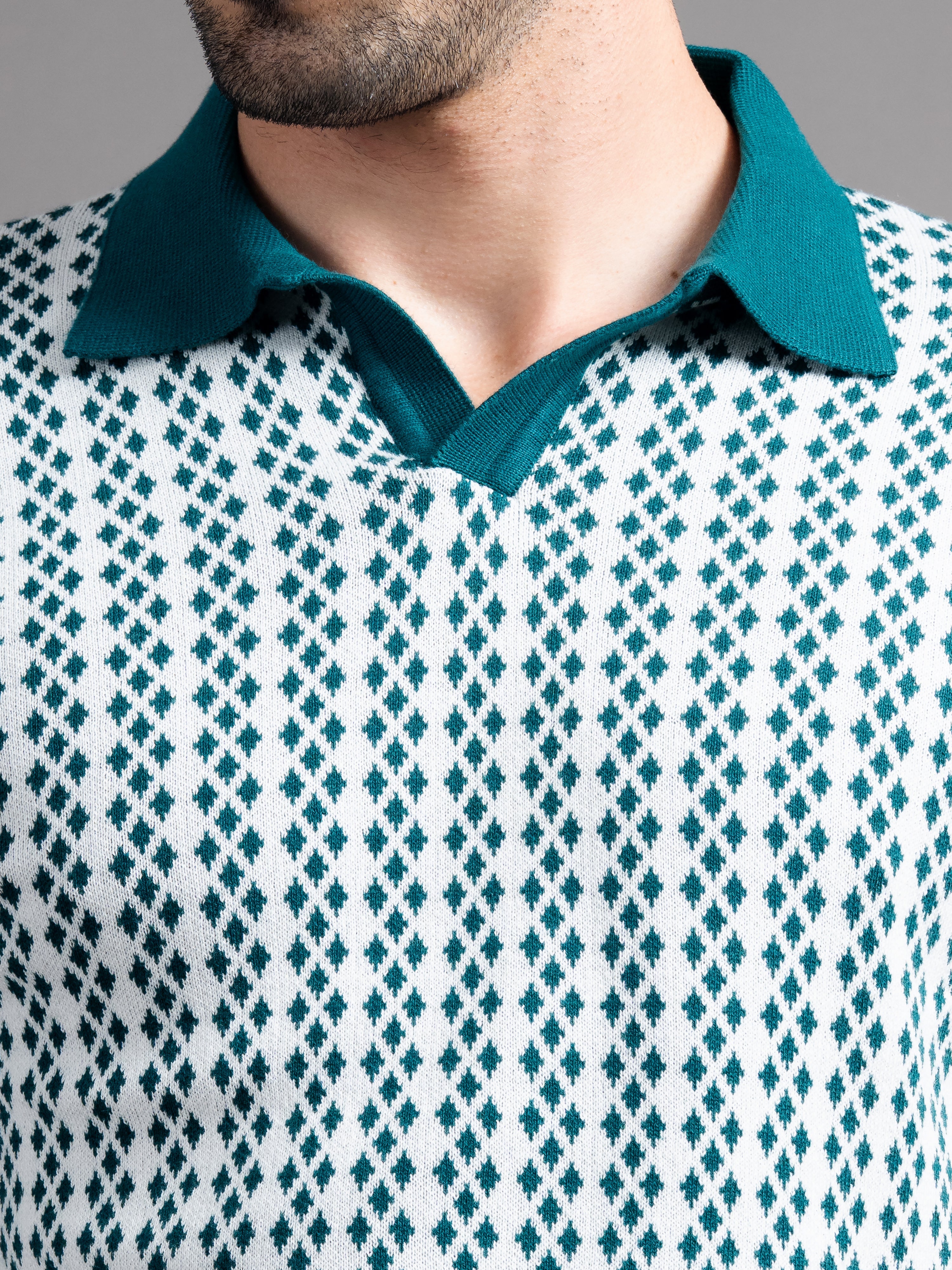 Men Davren Olive Knit Polo T-Shirt