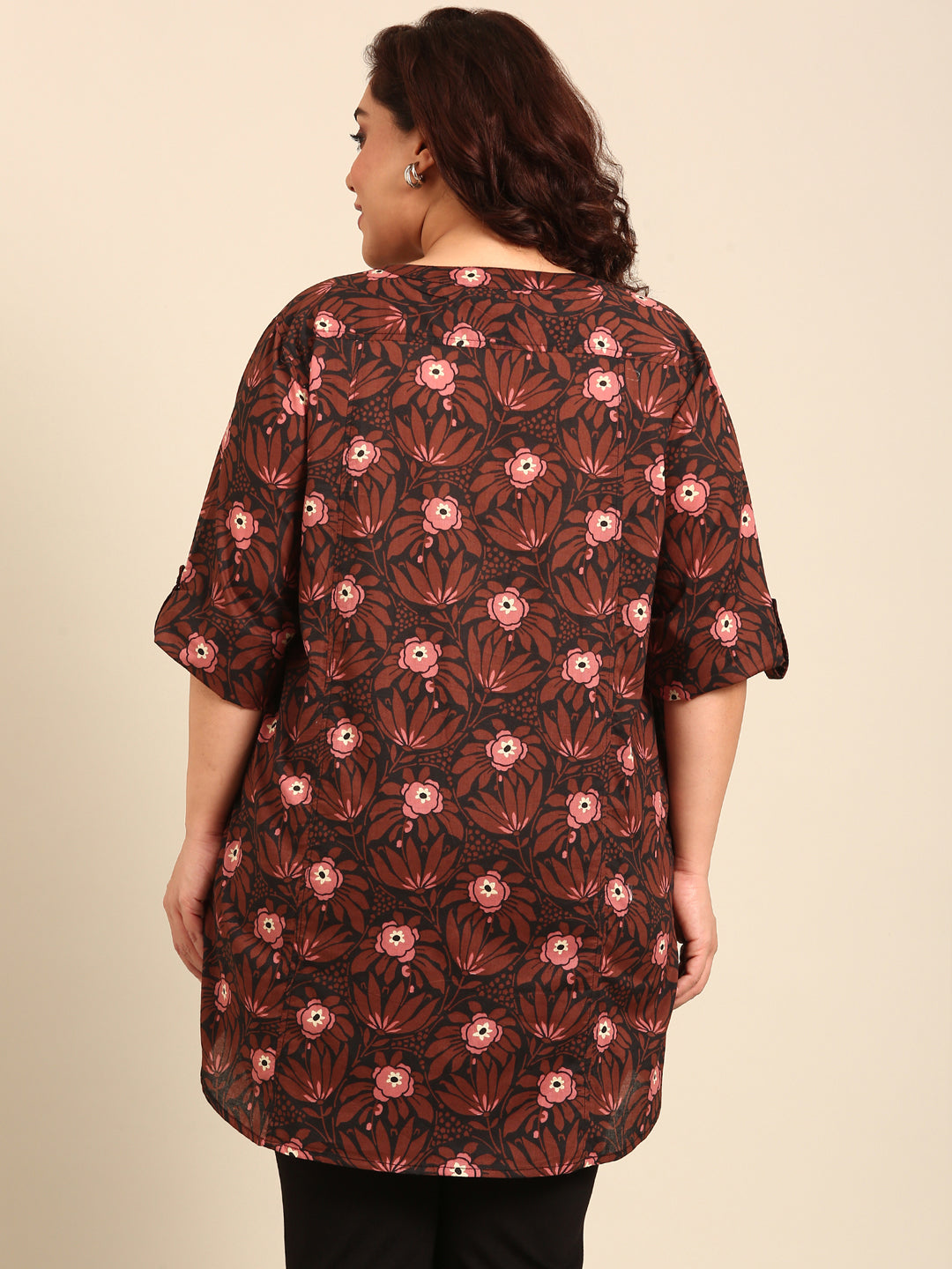 Women Plus Size Floral Printed Cotton Tunic