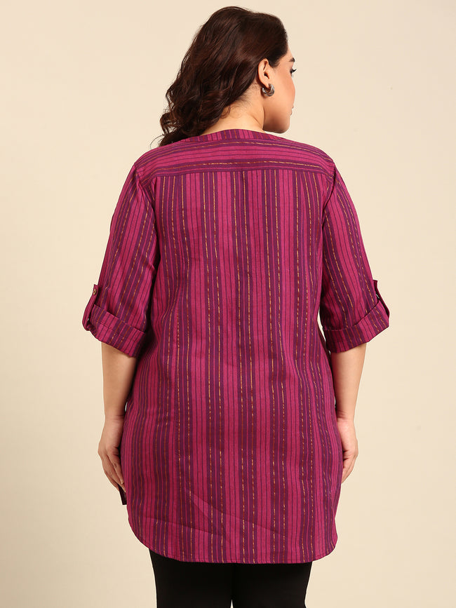 Women Plus Size Pink Lurex Tunic