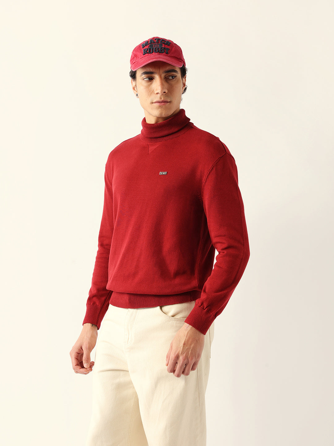 Men Maroon Cotton Solid T-Shirt