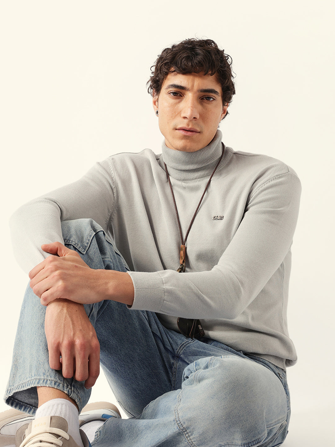 Men Grey Cotton Solid T-Shirt
