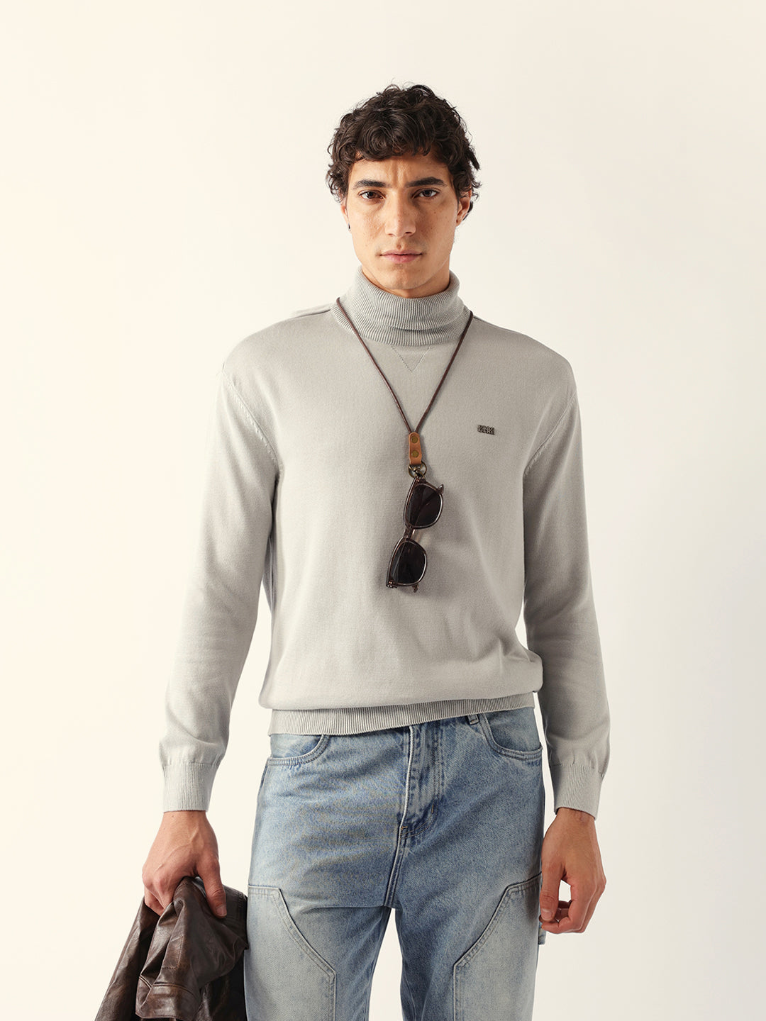 Men Grey Cotton Solid T-Shirt
