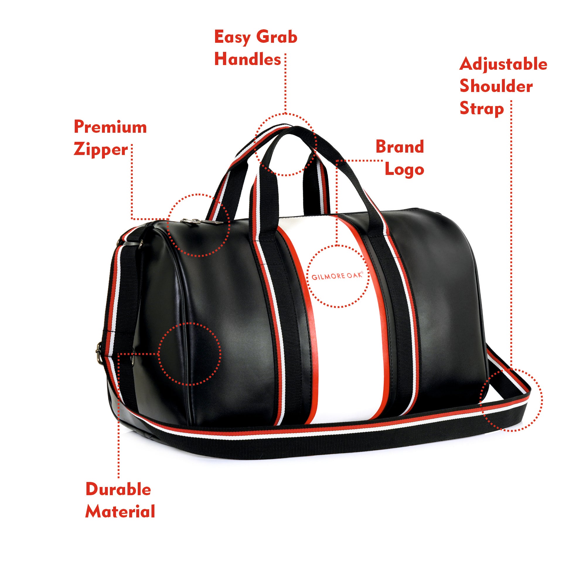 Black Deon Leatherette Unisex Duffle Bag