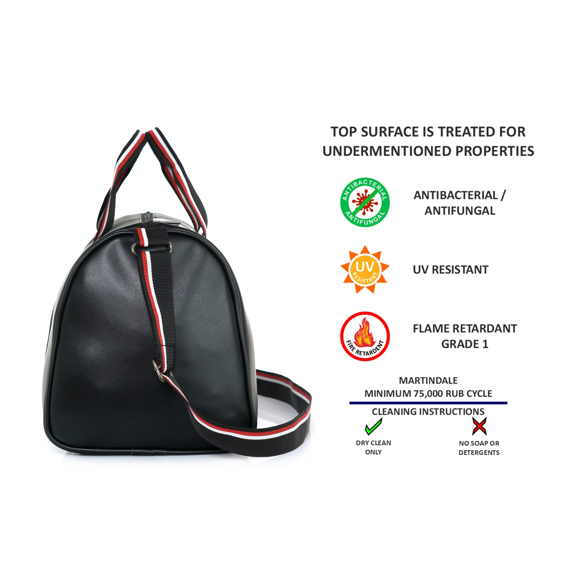 Black Deon Leatherette Unisex Duffle Bag