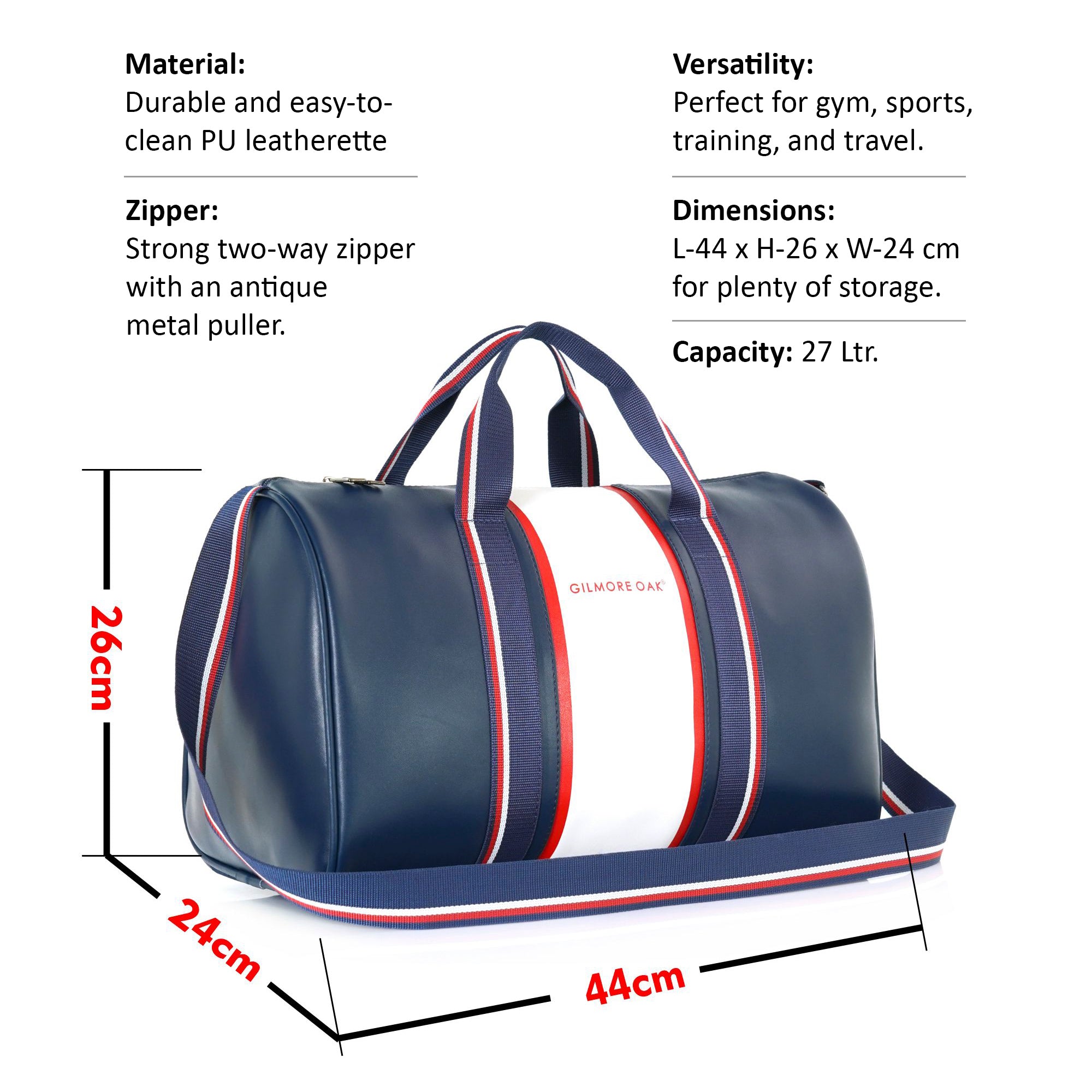 Blue Deon Leatherette Unisex Travel Duffle Bag