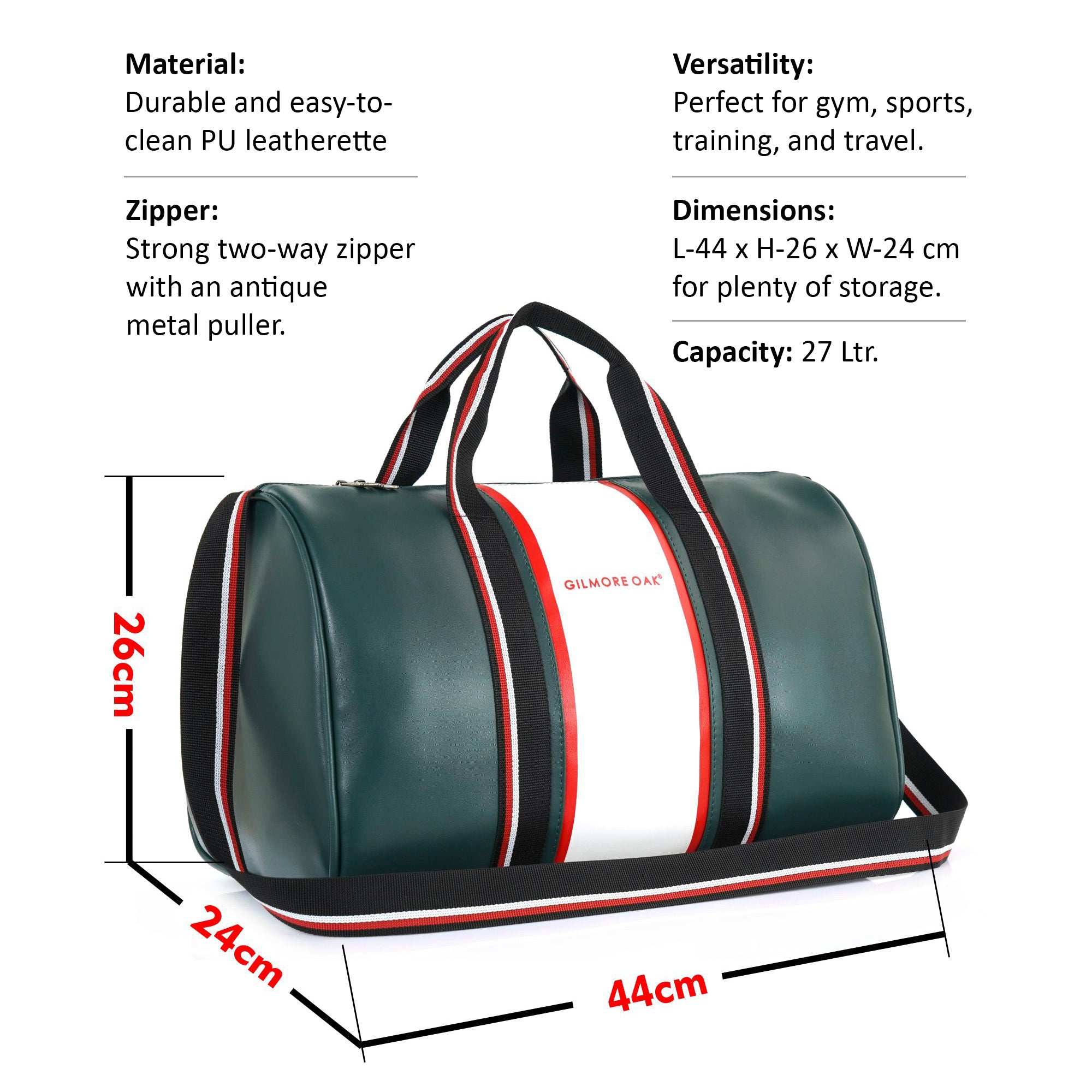 Green Deon Leatherette Unisex Travel Duffle Bag