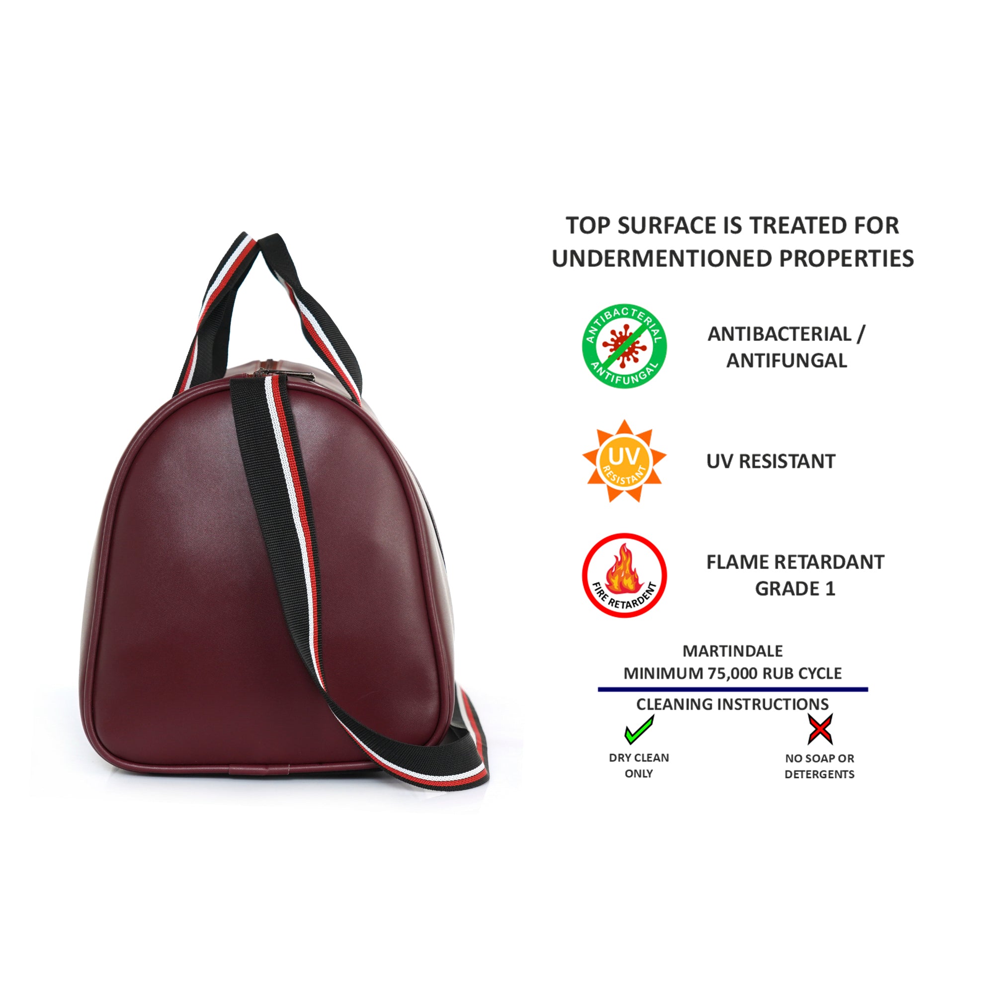 Maroon Deon Leatherette Unisex Travel Duffle Bag