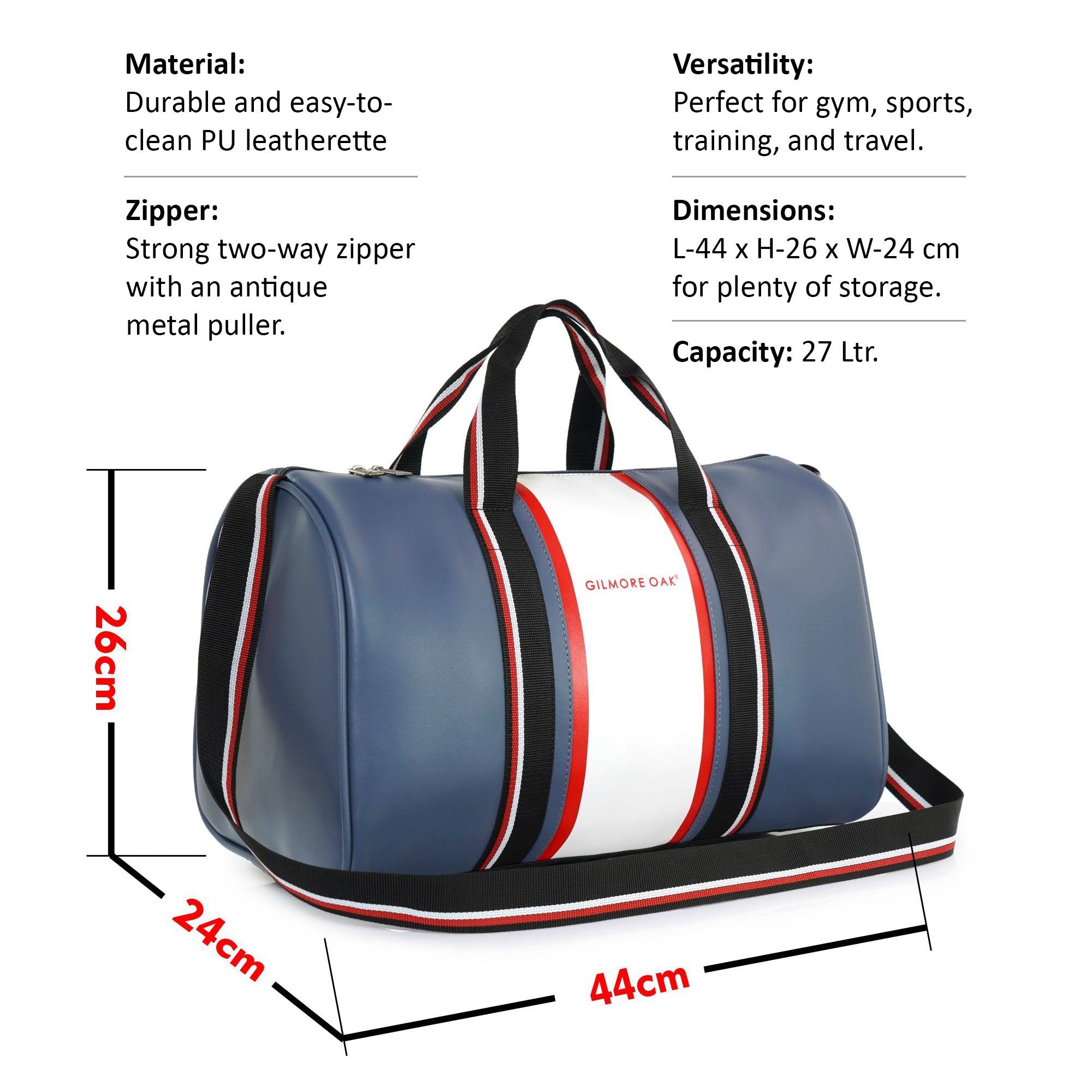 Blue Deon Leatherette Unisex Travel Duffle Bag