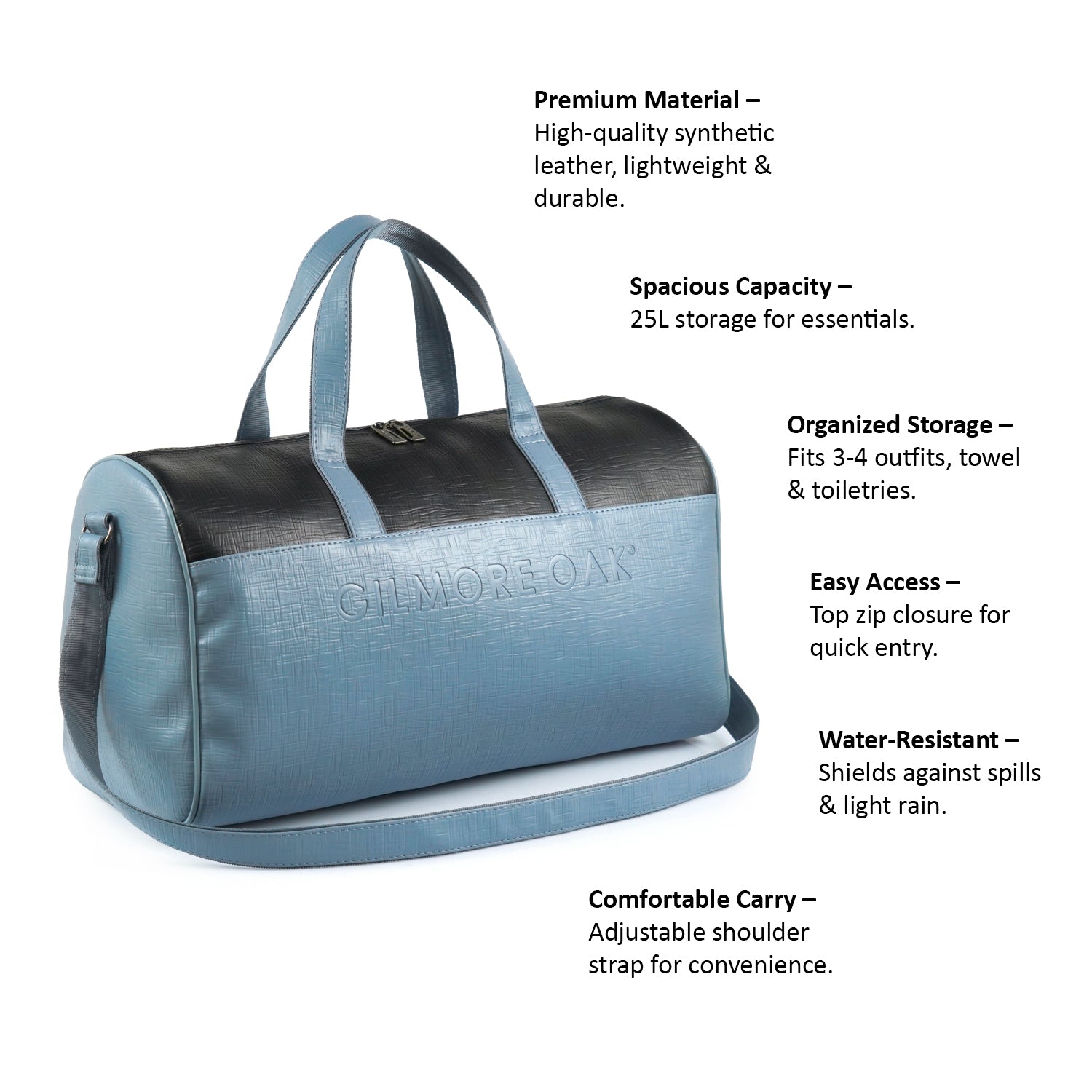 Blue Spark Leatherette Unisex Weekender Travel Duffle Bag