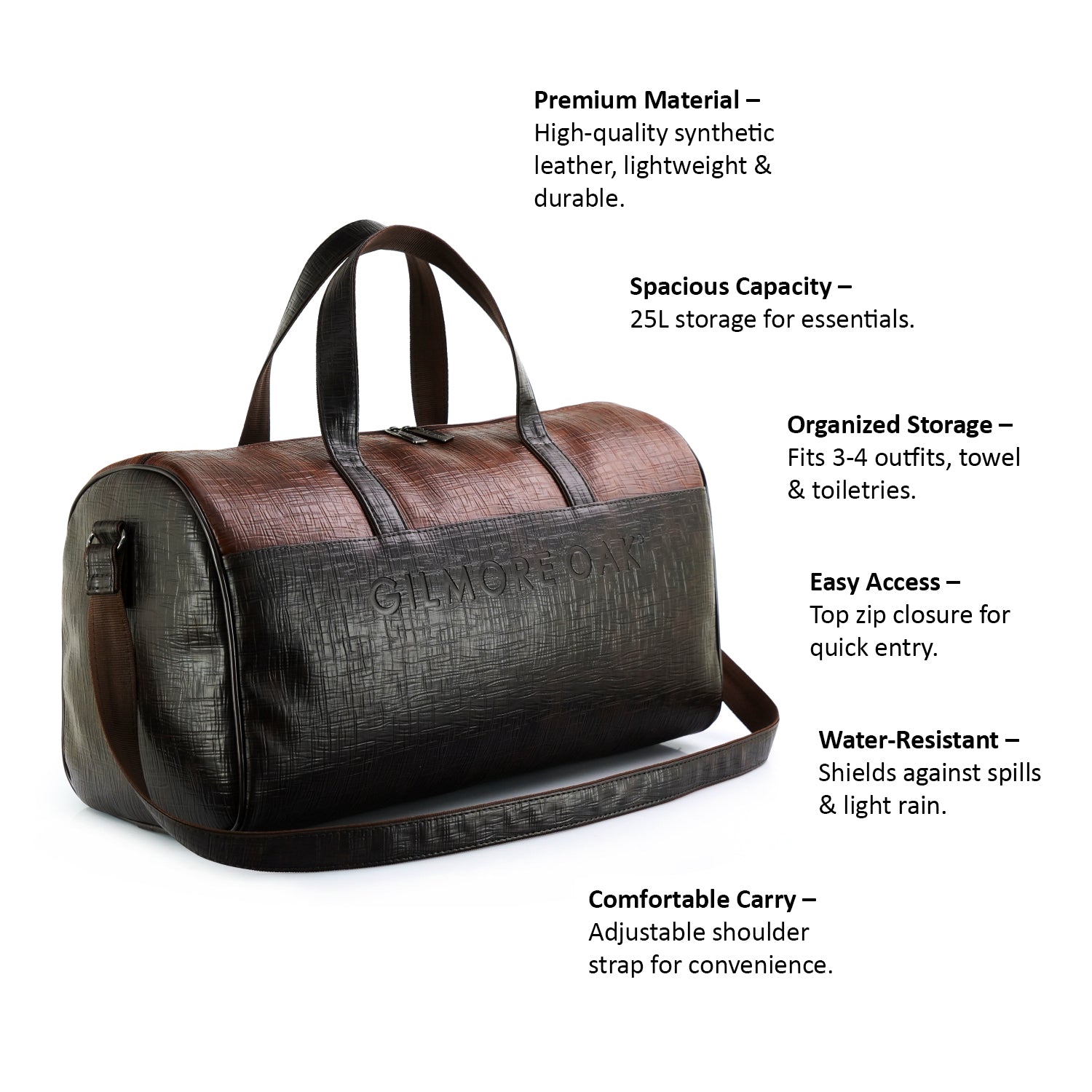 Brown Spark Leatherette Unisex Weekender Travel Duffle Bag