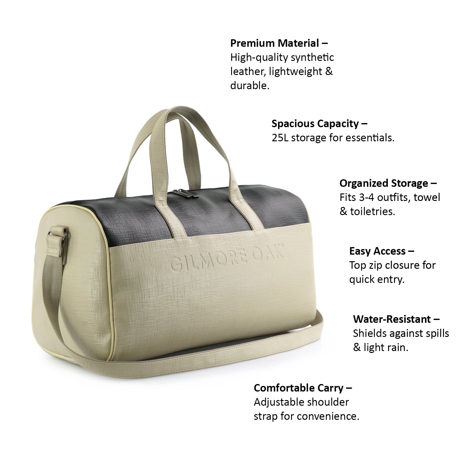 Beige Spark Leatherette Unisex Weekender Travel Duffle Bag