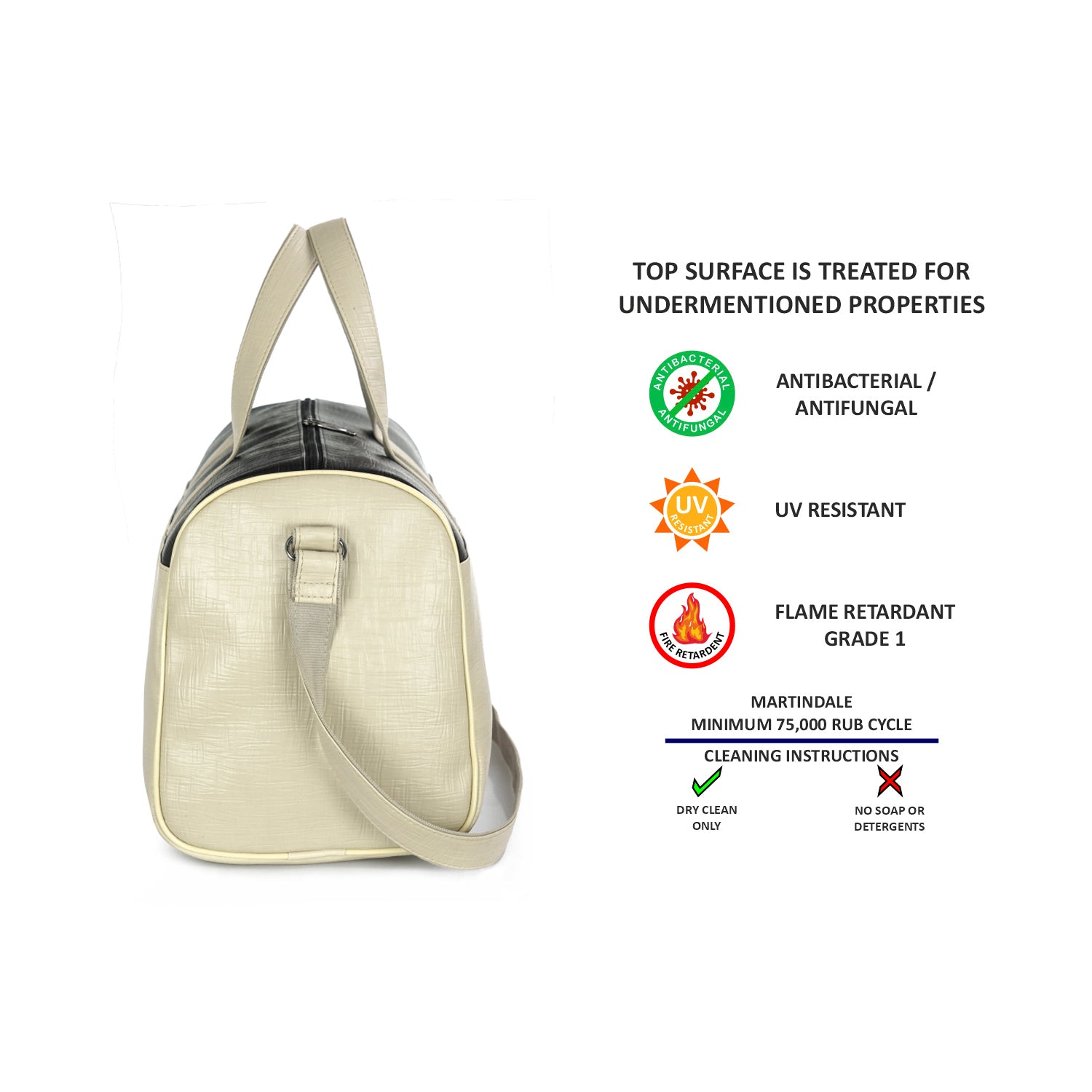 Beige Spark Leatherette Unisex Weekender Travel Duffle Bag