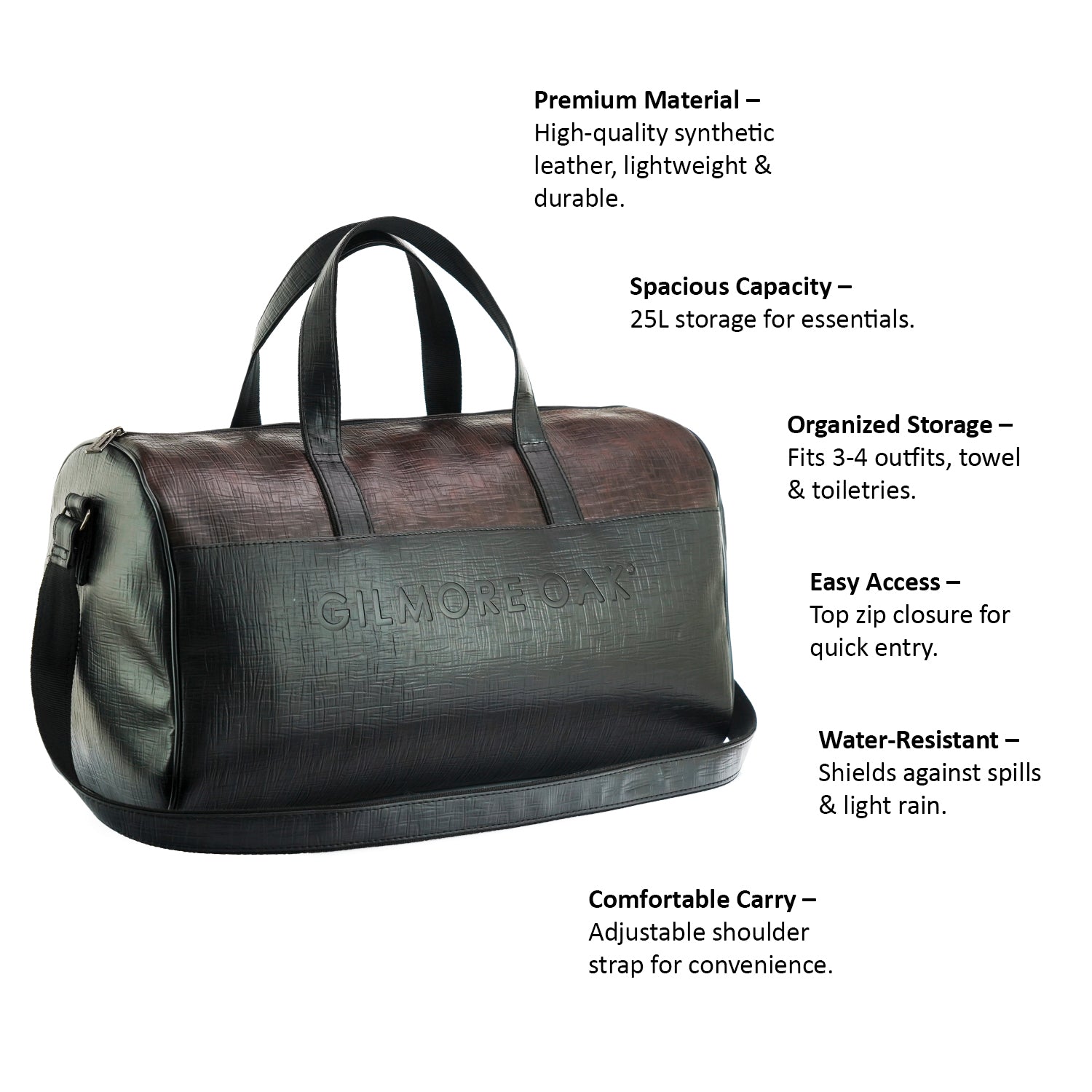 Black Spark Leatherette Unisex Weekender Travel Duffle Bag