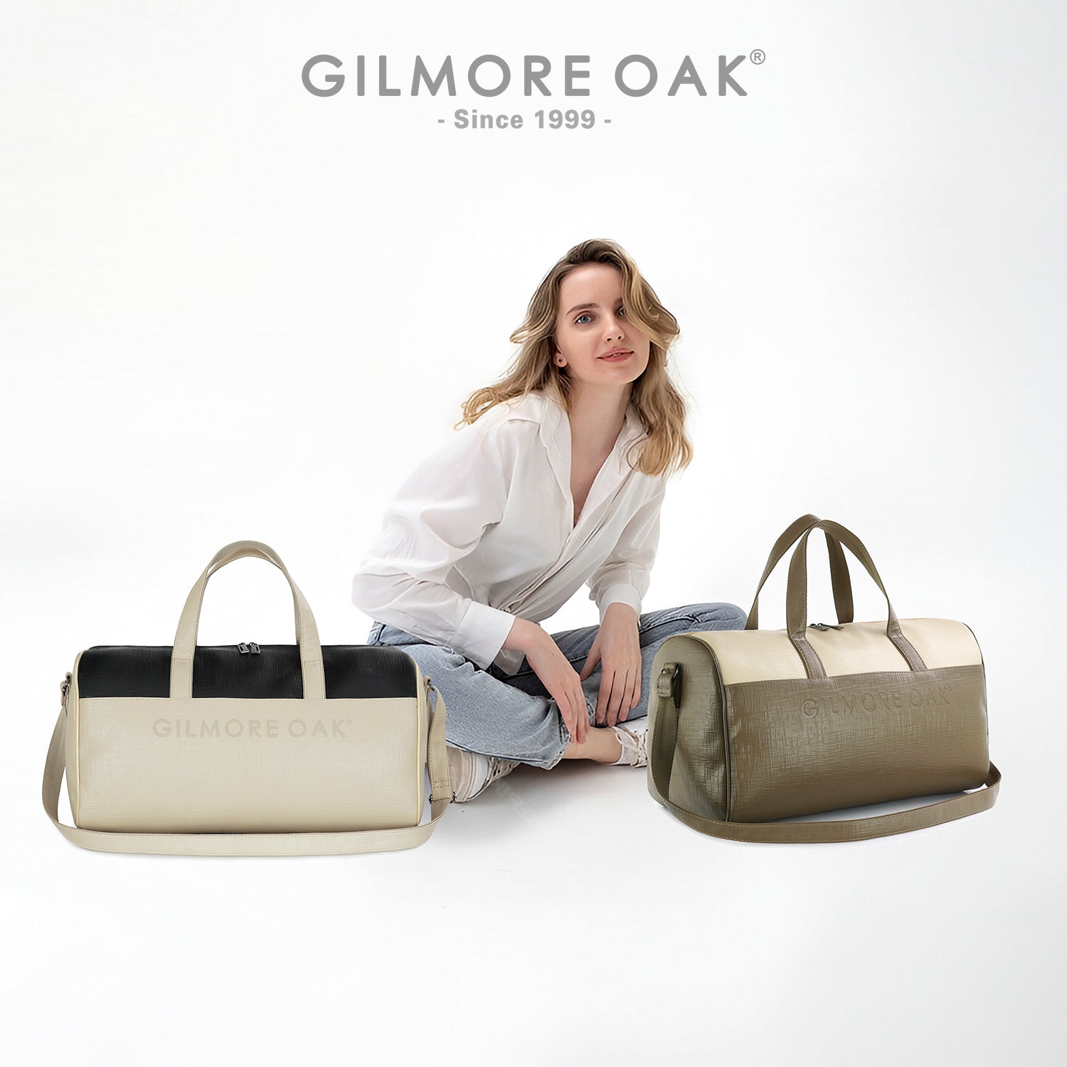 Beige Spark Leatherette Unisex Weekender Travel Duffle Bag