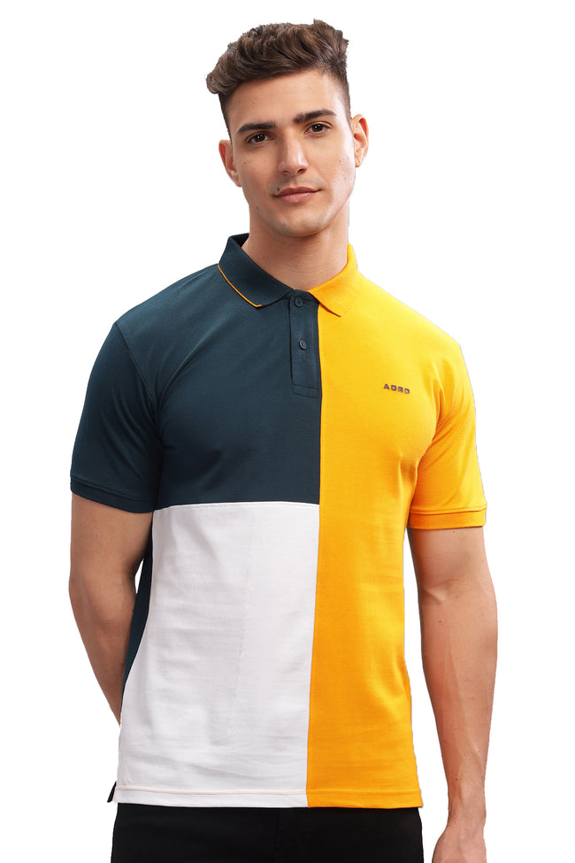 Men Mustard Regular Fit Polo T-Shirt