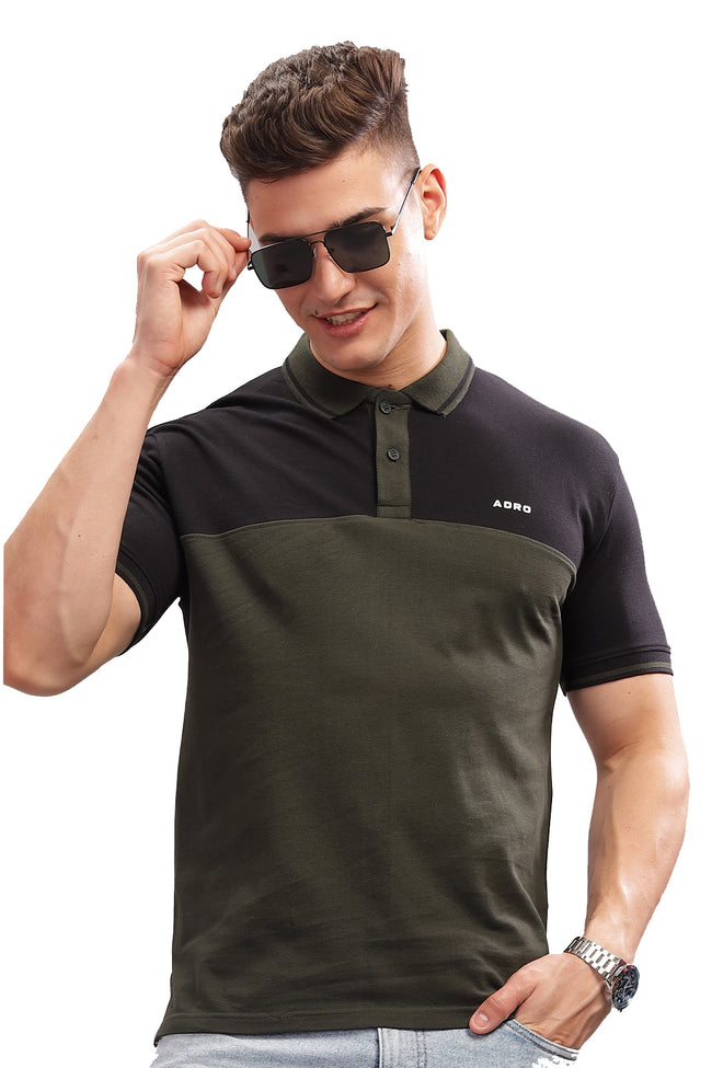 Men Olive Regular Fit Polo T-Shirt