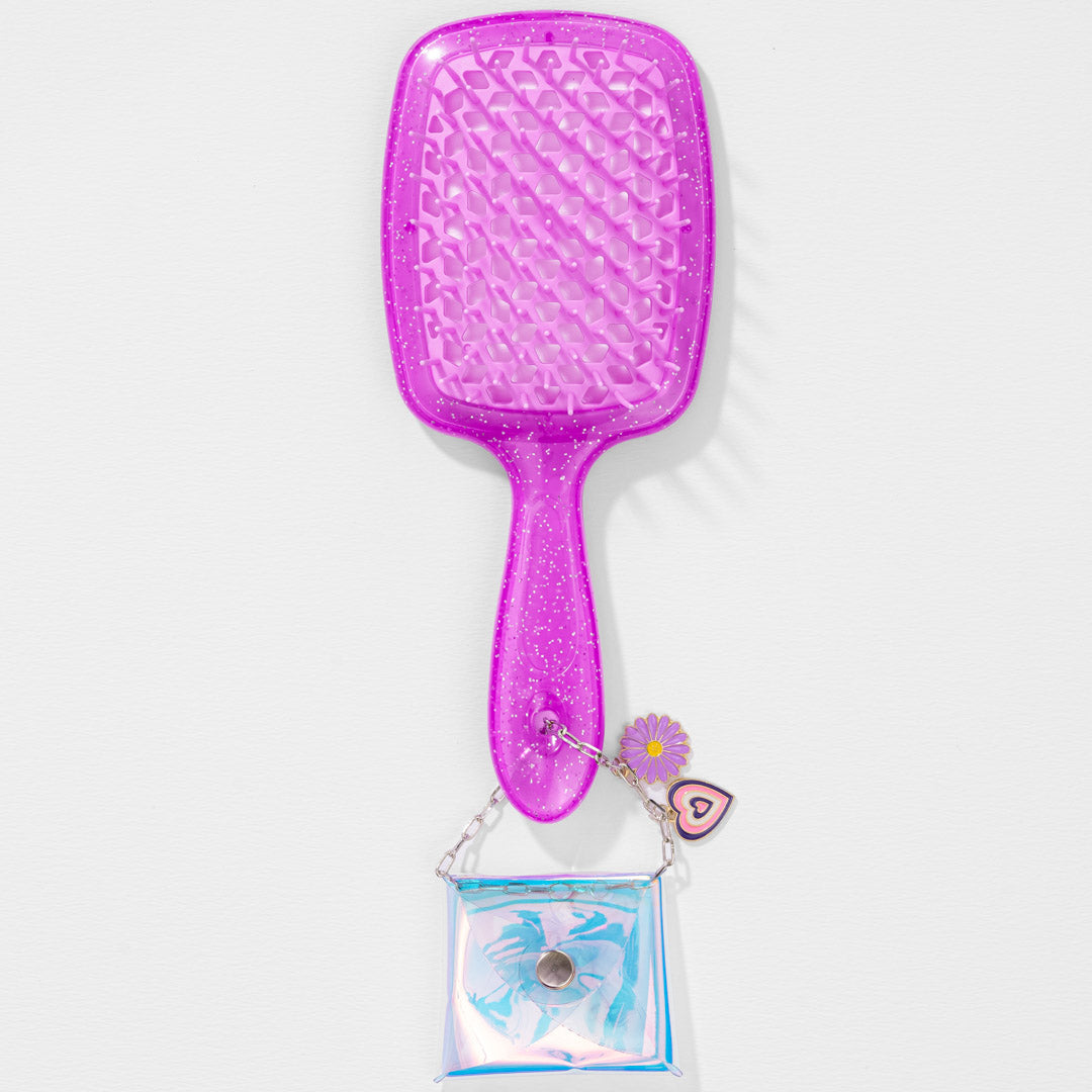 Purple Drama Detangle Hair Brush with Free Pouch