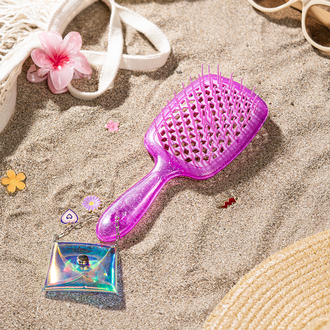Purple Drama Detangle Hair Brush with Free Pouch