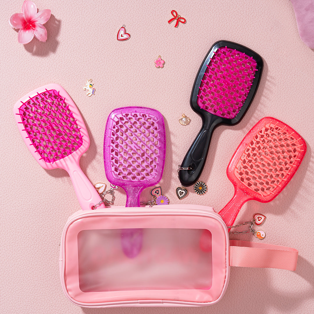 Pink Barbie Drama Detangle Hair Brush with Free Pouch
