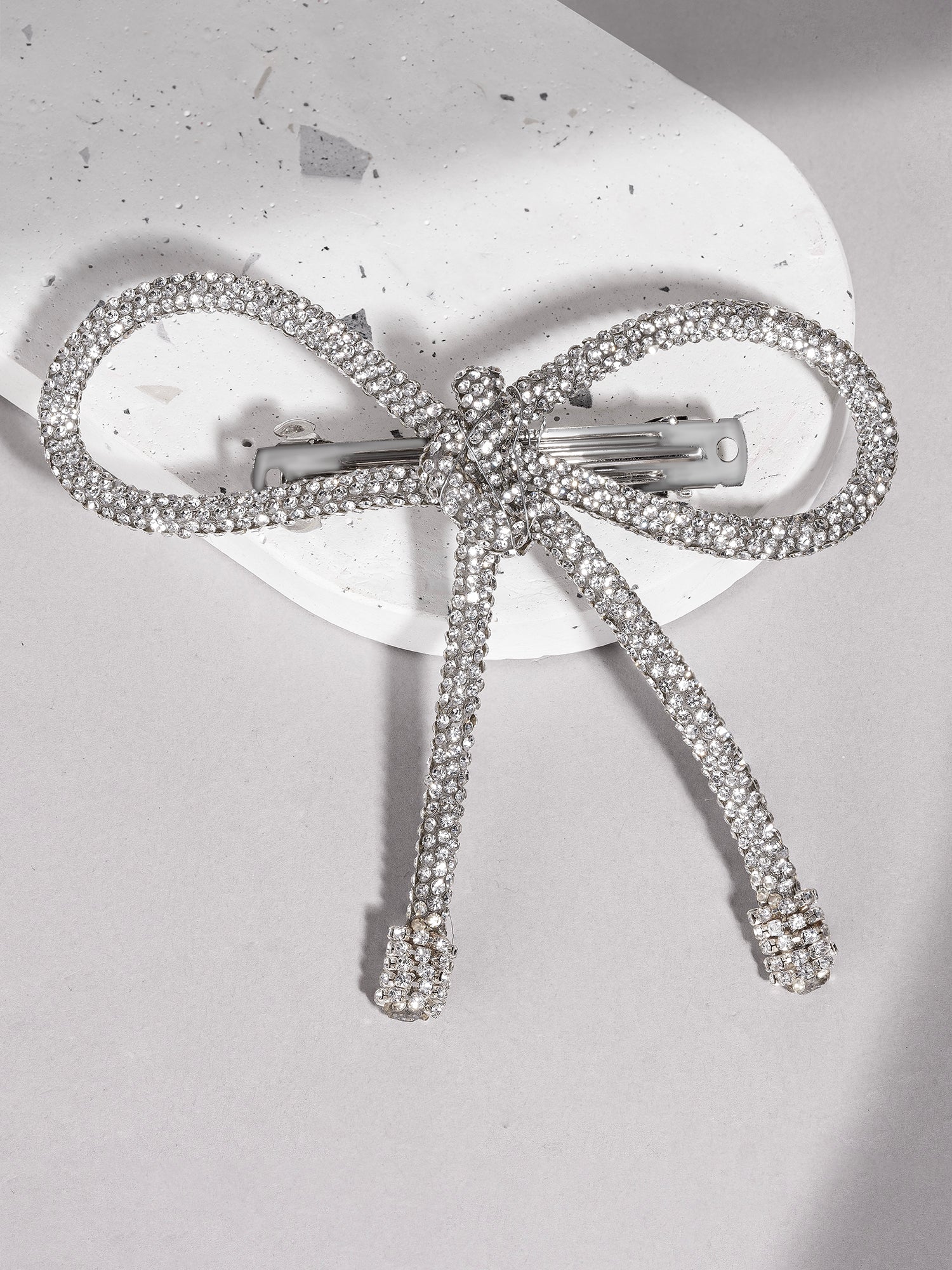 Crystal Hair Bow Barrette Clip