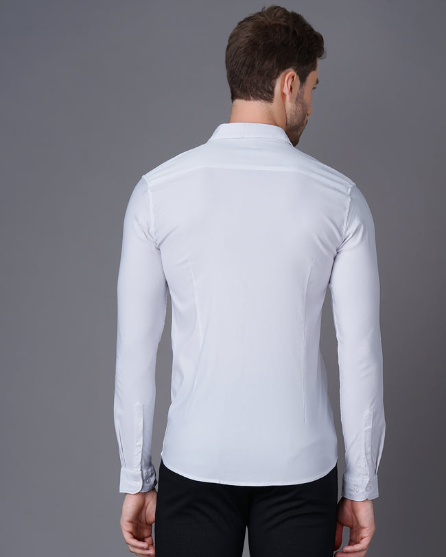 Men White Cotton Slim Shirt