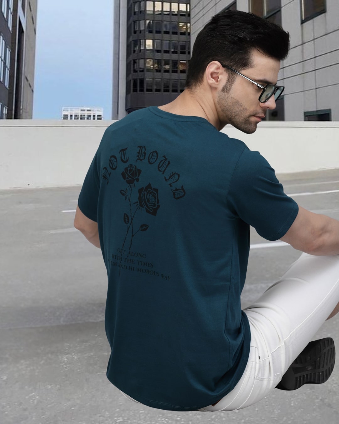 Men Teal Oversized Printed T-shirt
