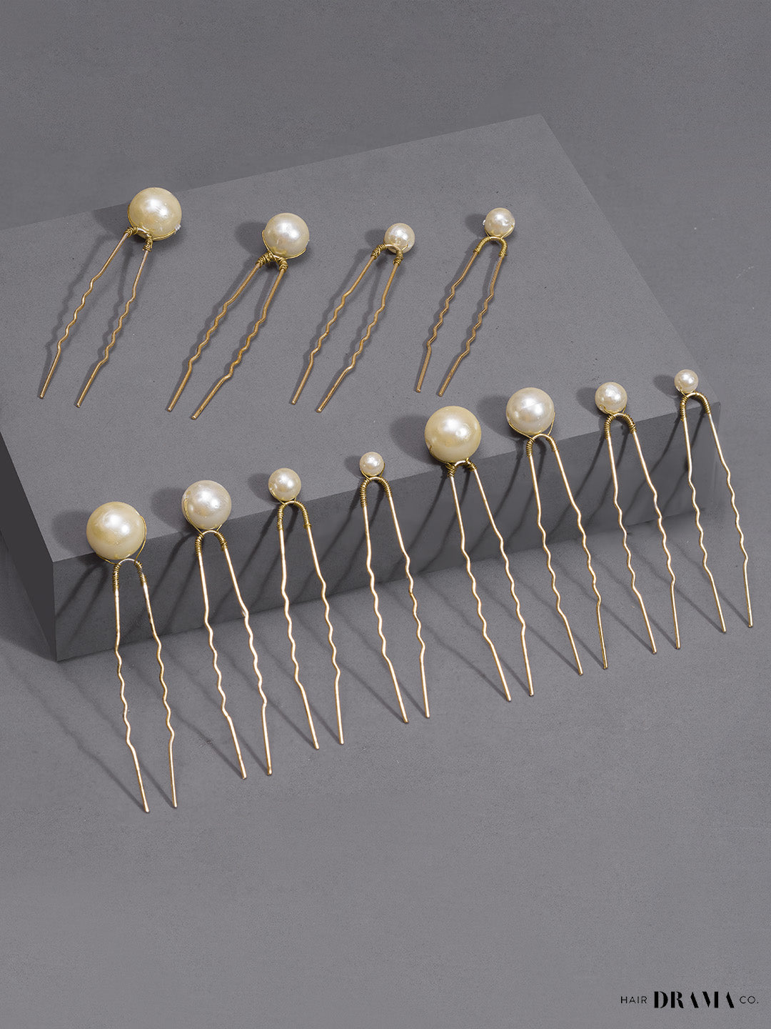 Women White Pearl Embellished Pins Set Of 12