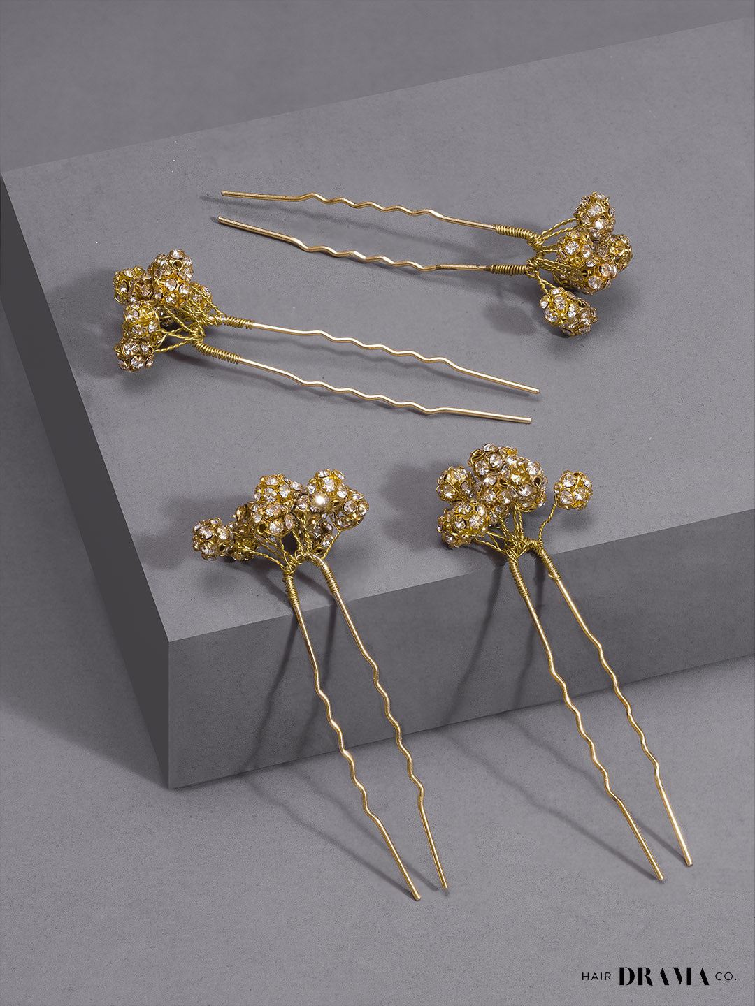 Gold Embellished Pearls U Pins Set of 4