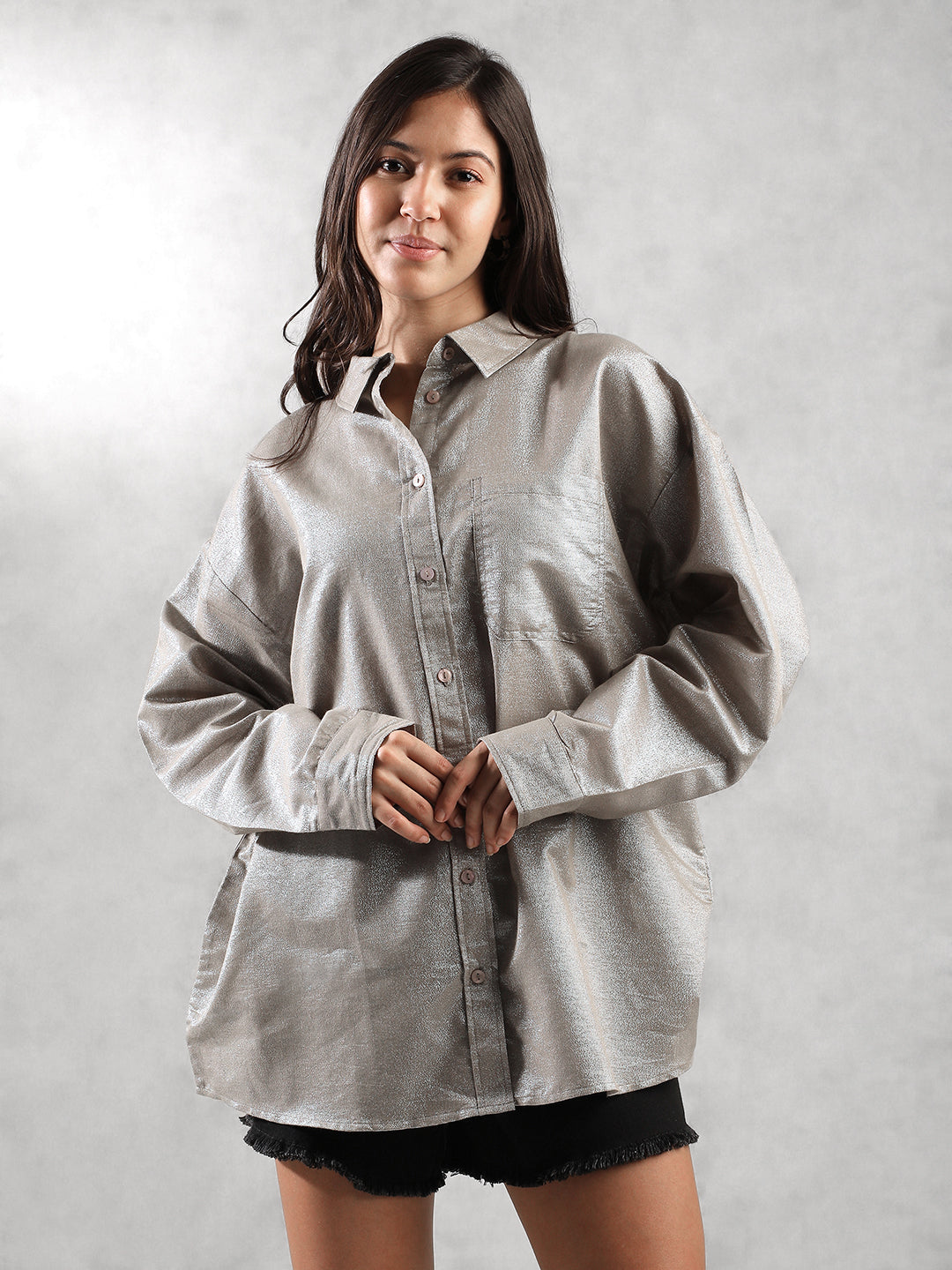 Women Grey Comfort Fit Shirt