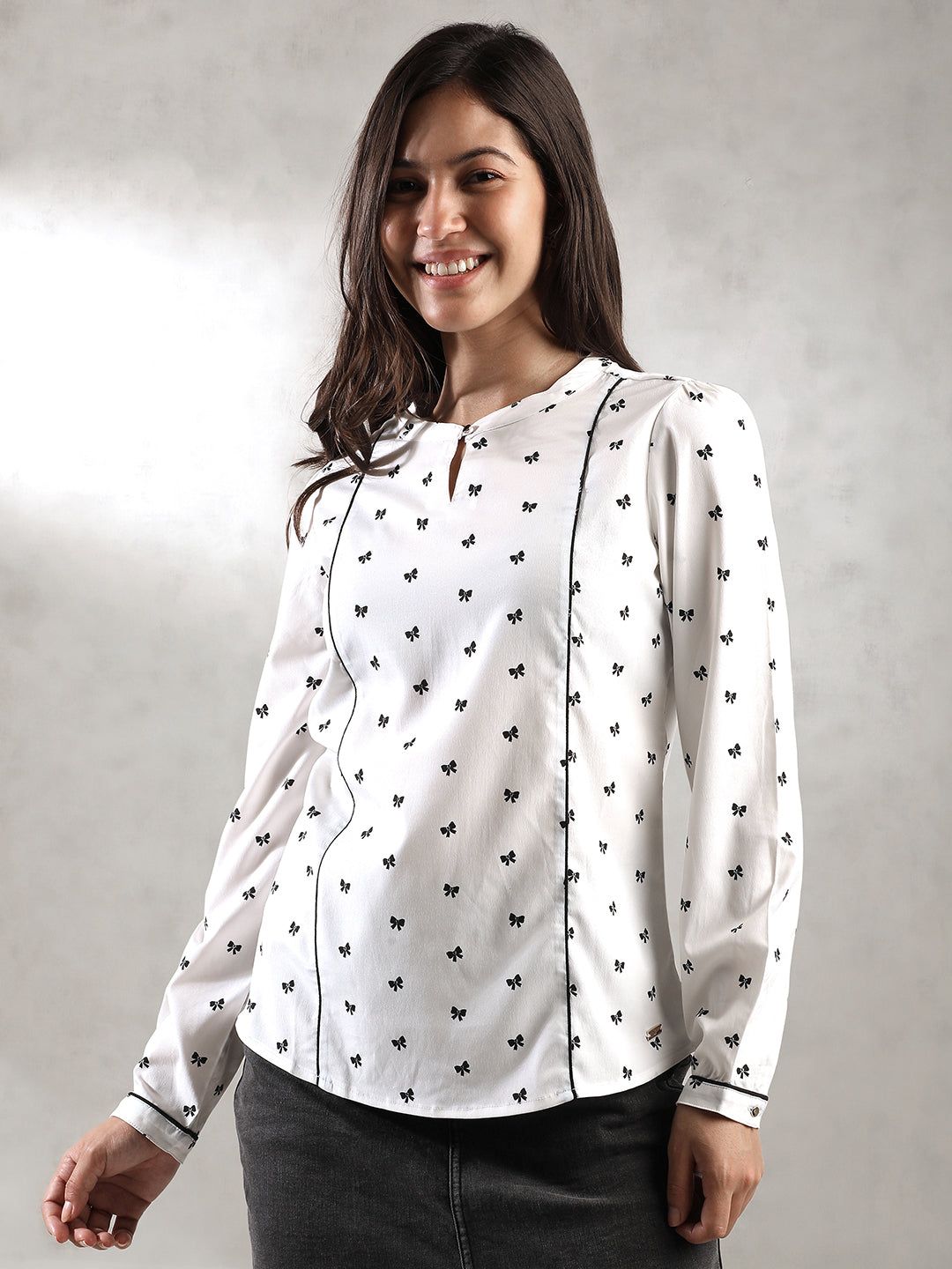 Women White Printed Top