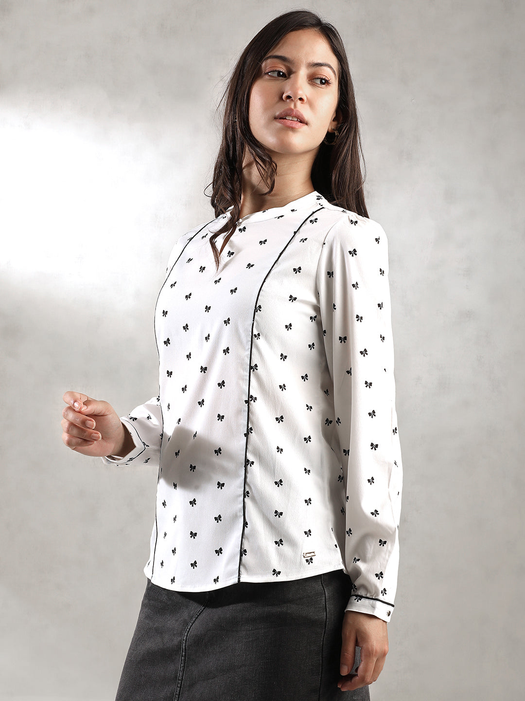 Women White Printed Top